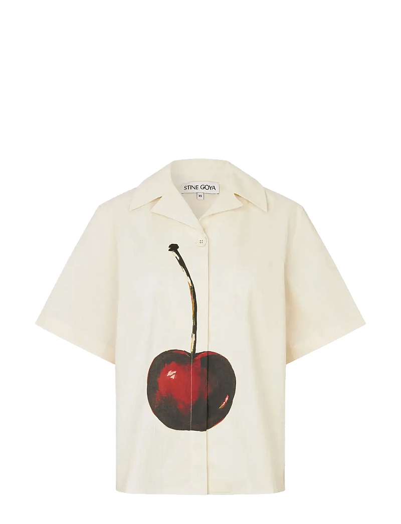 STINE GOYA - Crisp Stripe Shirting, Bowling Collar Shirt - denim shirts - cherry - 1