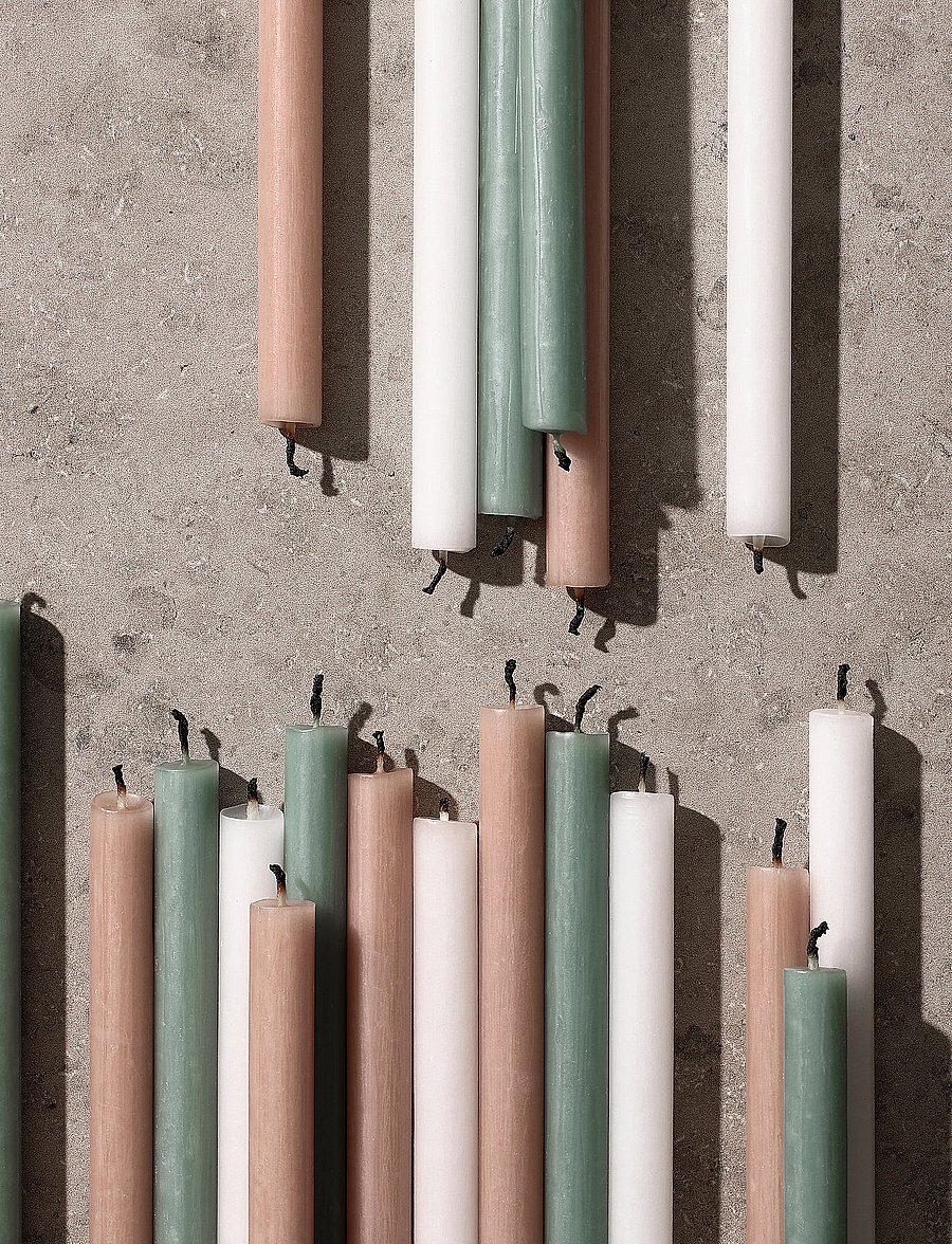 STOFF Nagel - STOFF Nagel taper candles, box with 12 pieces - pikad küünlad - white - 2