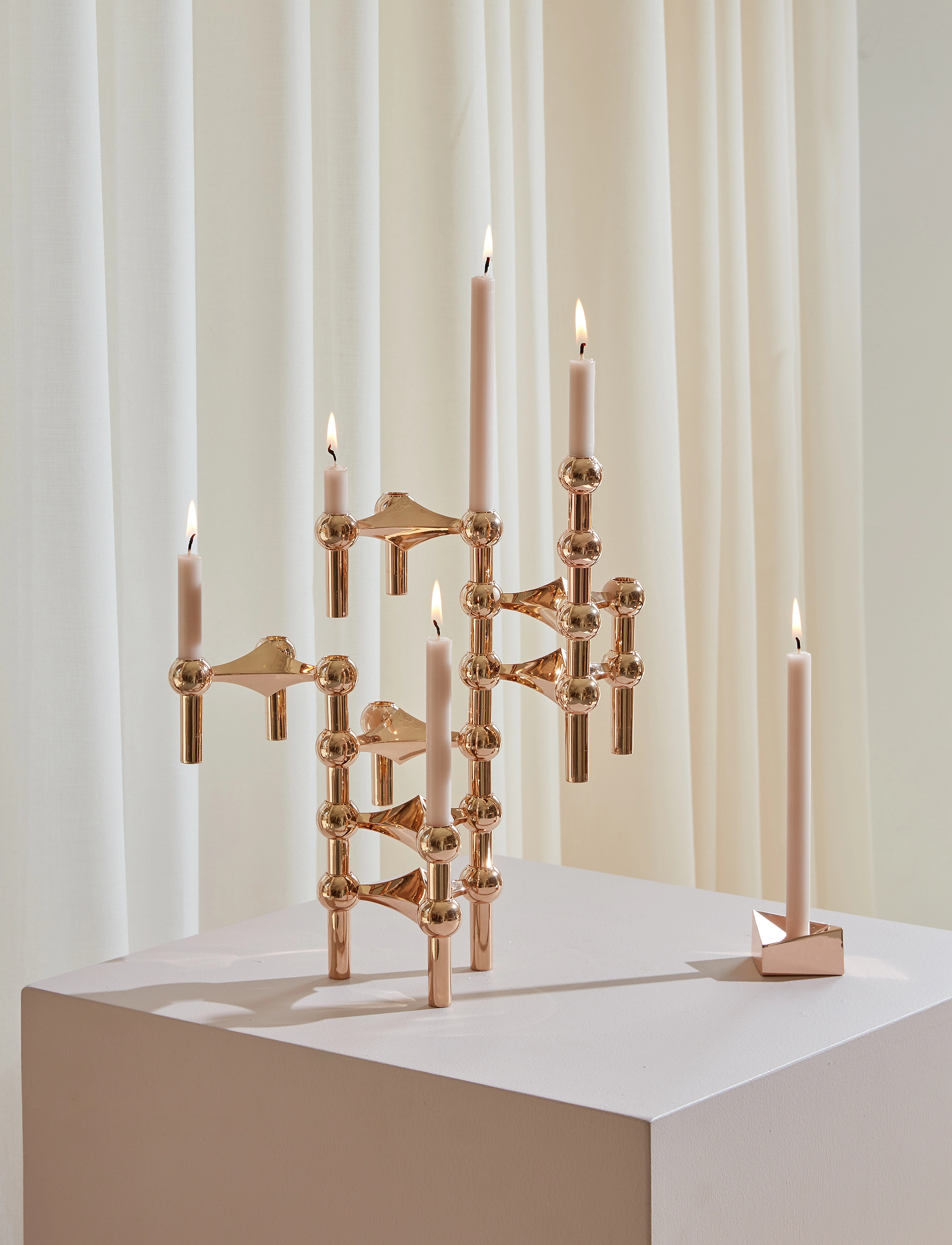 STOFF Nagel Taper Candles, Box With 12 Pieces, 18X1.3 cm, Beige - Pillar Homeware