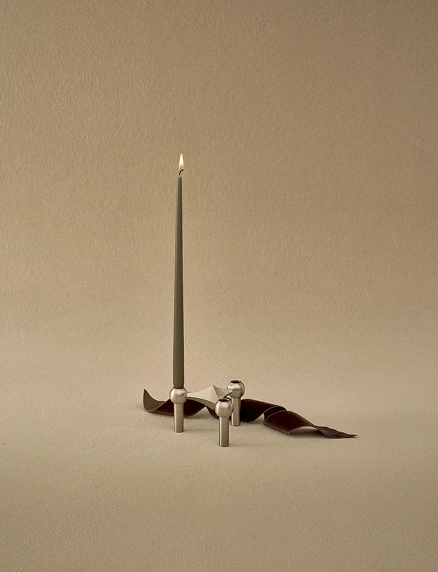 STOFF Nagel - STOFF Nagel taper candles by Ester & Erik (box w/6 pcs) - pikad küünlad - dusty green - 0