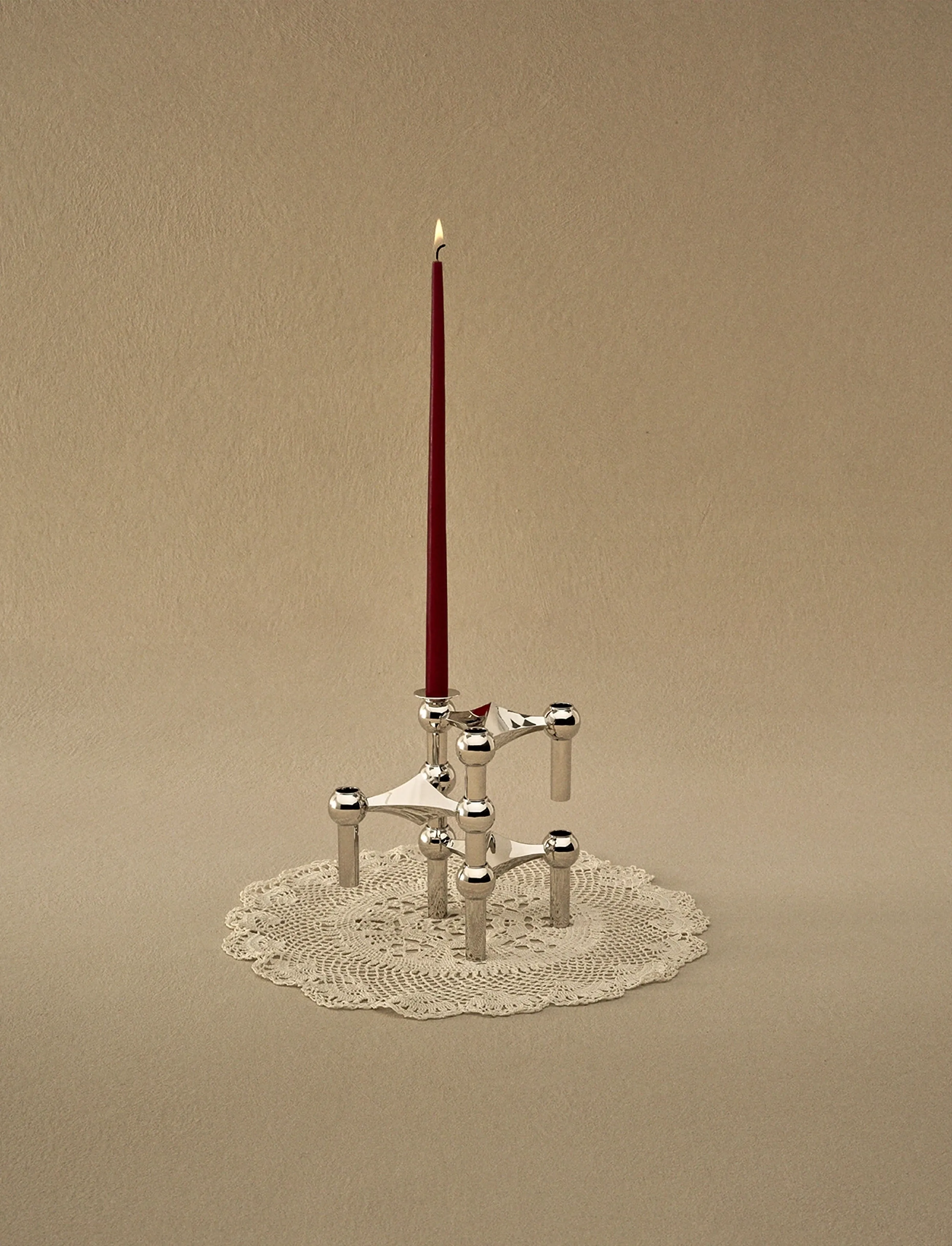 STOFF Nagel Taper Candles By Ester & Erik (Box W/6 Pcs), 29X1.3 cm, Candles, Burgunderrot - Pillar Homeware