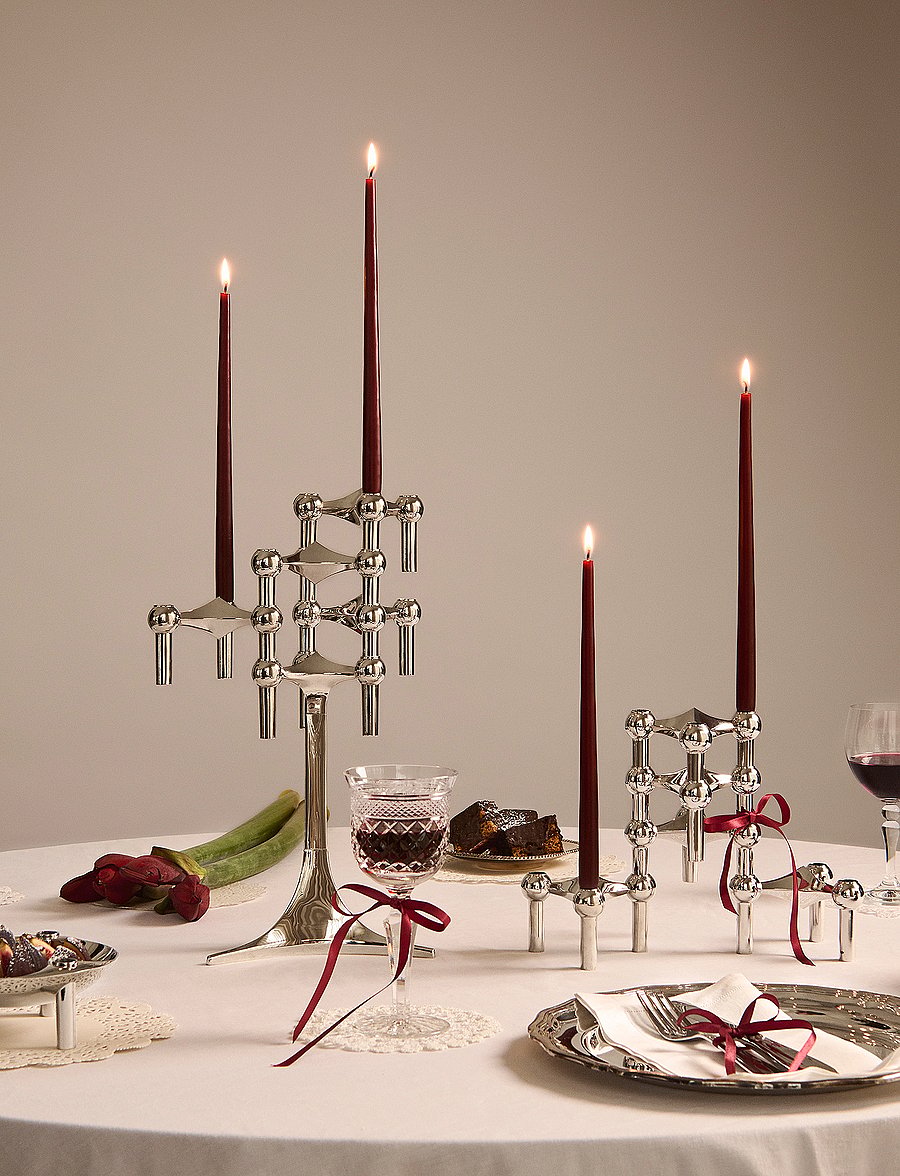 STOFF Nagel - STOFF Nagel taper candles by Ester & Erik (box w/6 pcs) - pikad küünlad - burgundy red - 2
