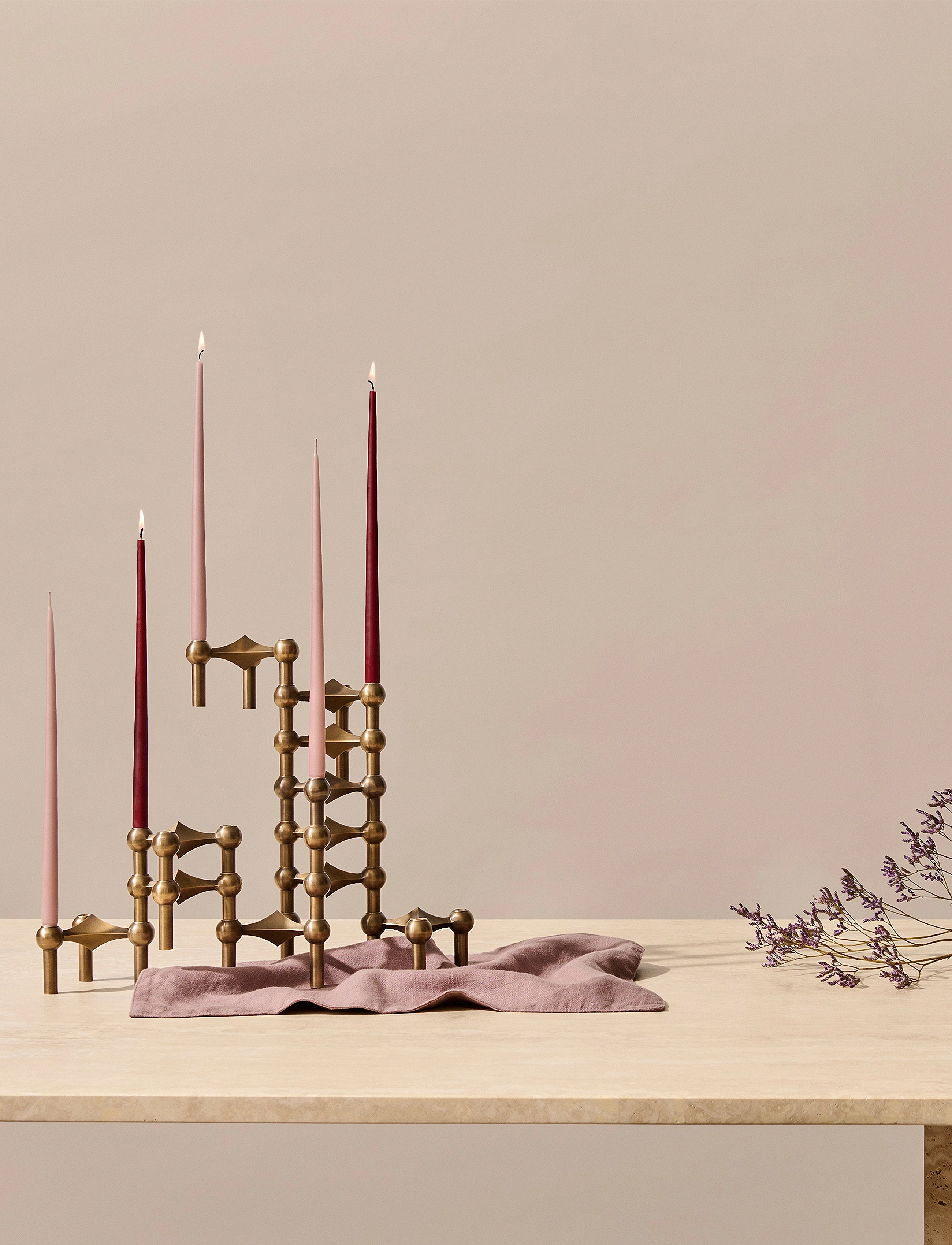 STOFF Nagel - STOFF Nagel taper candles by Ester & Erik (box w/6 pcs) - stagelys - burgundy red - 3