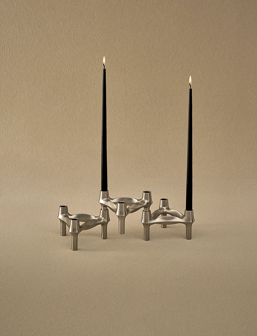 STOFF Nagel - STOFF Nagel taper candles by Ester & Erik (box w/6 pcs) - pikad küünlad - black - 0
