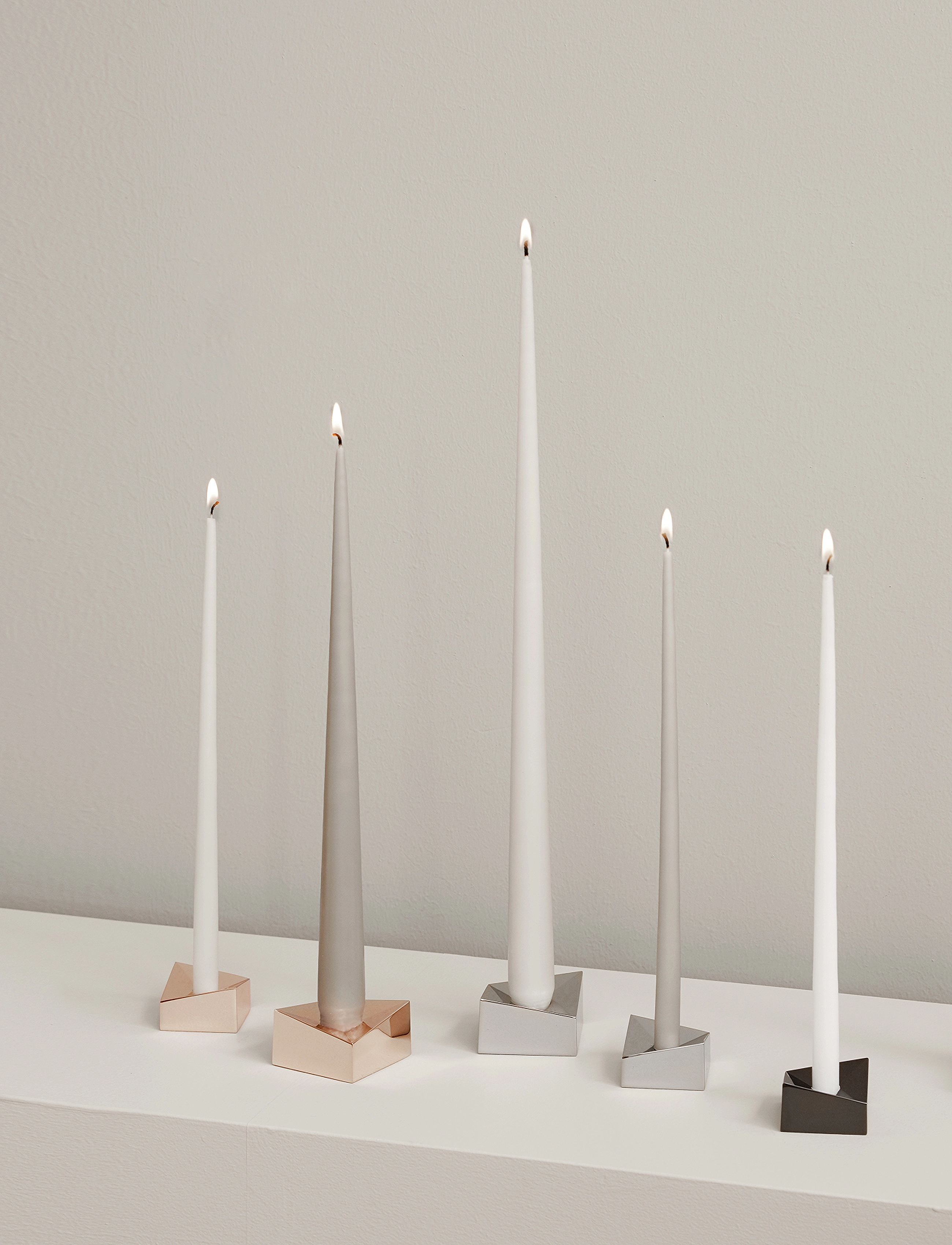 STOFF Nagel - STOFF Nagel taper candles by Ester & Erik (box w/6 pcs) - stagelys - warm grey - 3