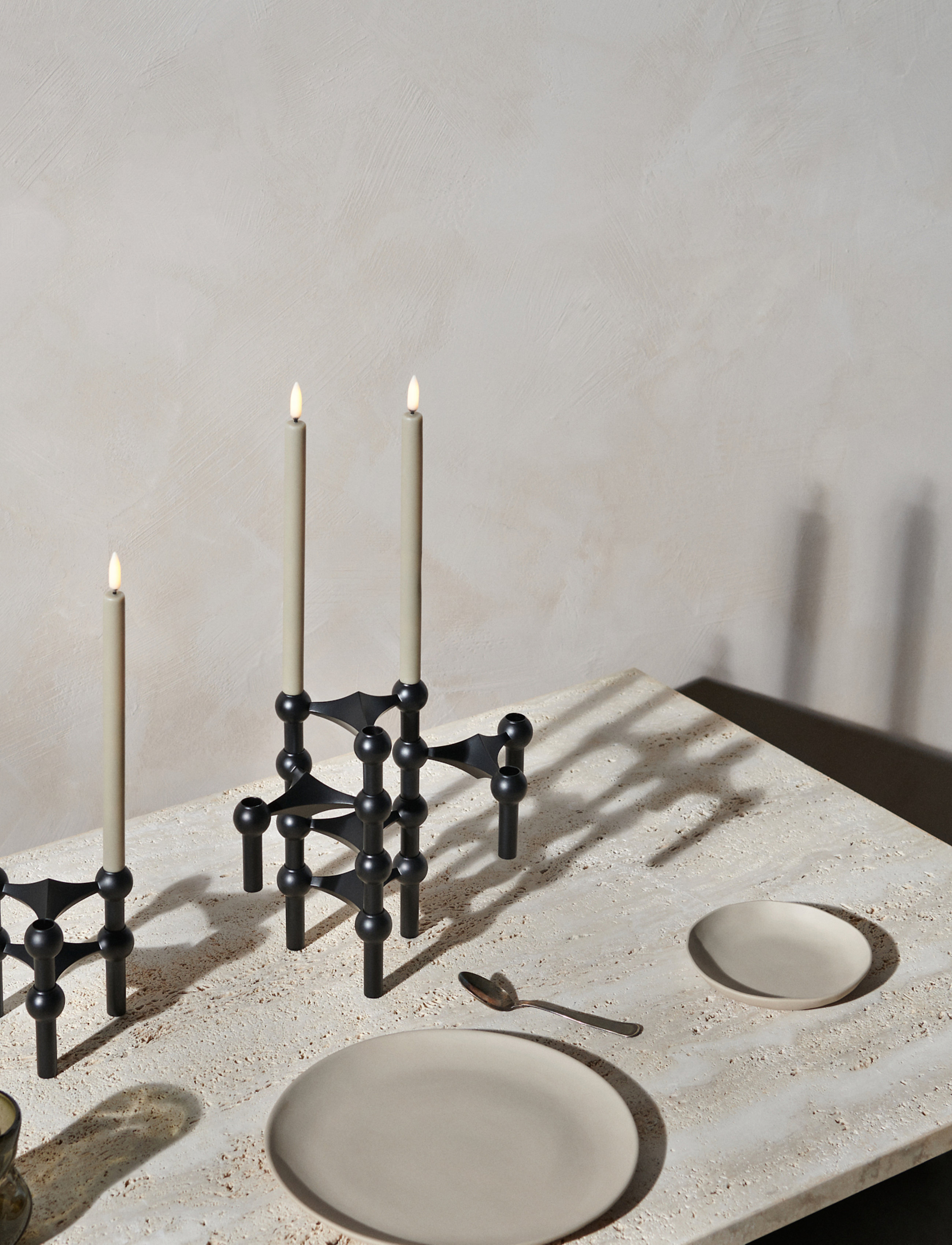 STOFF Nagel Led Candles By Uyuni Lighting, Box With 2 Pieces, H:20 cm, Candles, Beige - Homeware
