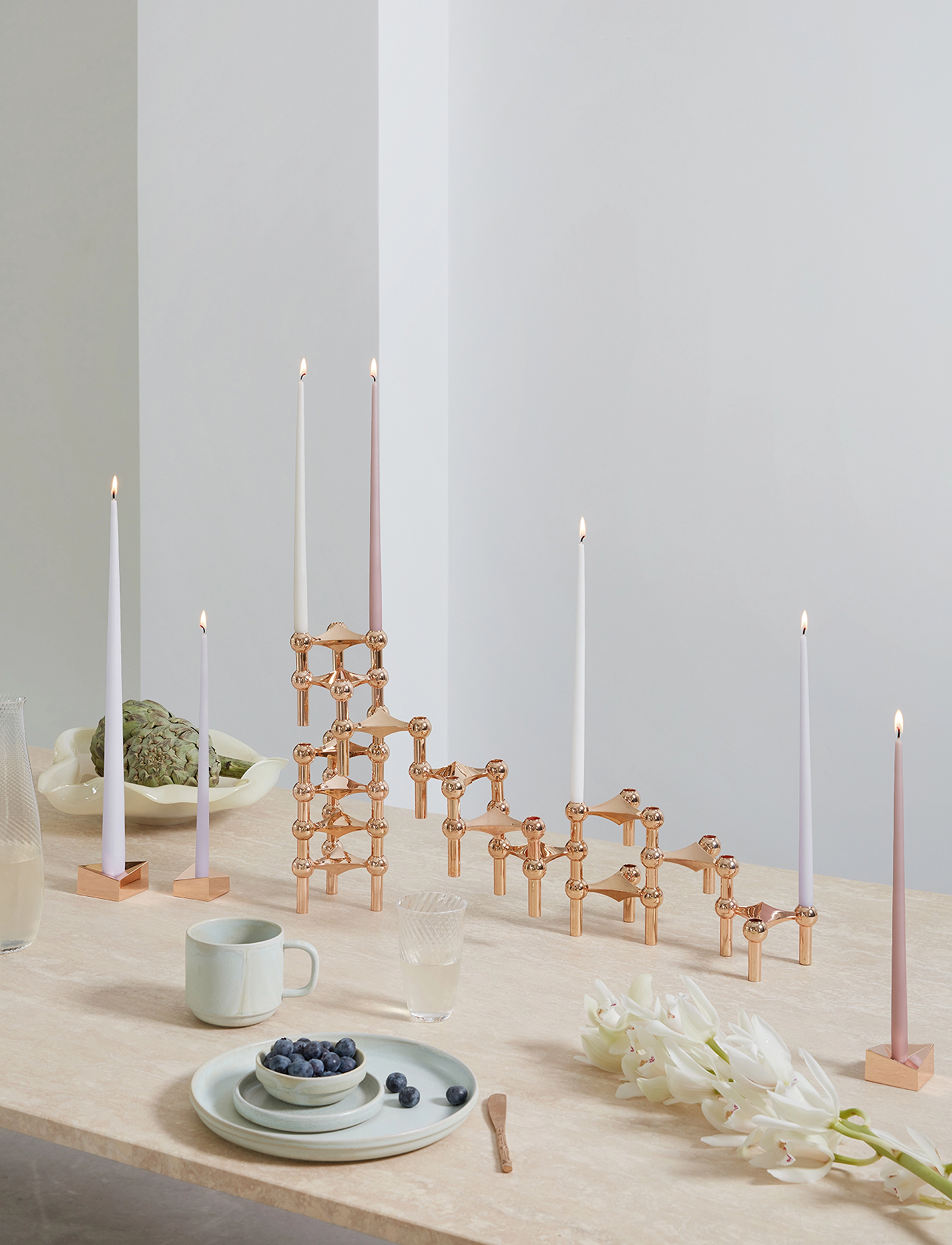 STOFF Nagel Reflect Candle Holder, H:3.2 cm, Candlesticks & Lanterns, Rosa - Candlesticks, Homeware