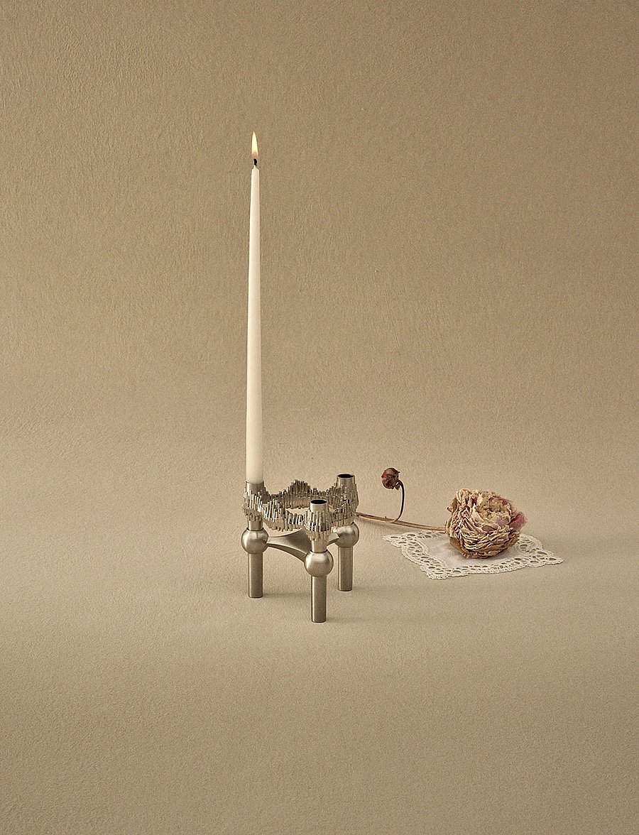 STOFF Nagel - Quist candle holder - brushed chrome - kerzenständer - brushed chrome - 0