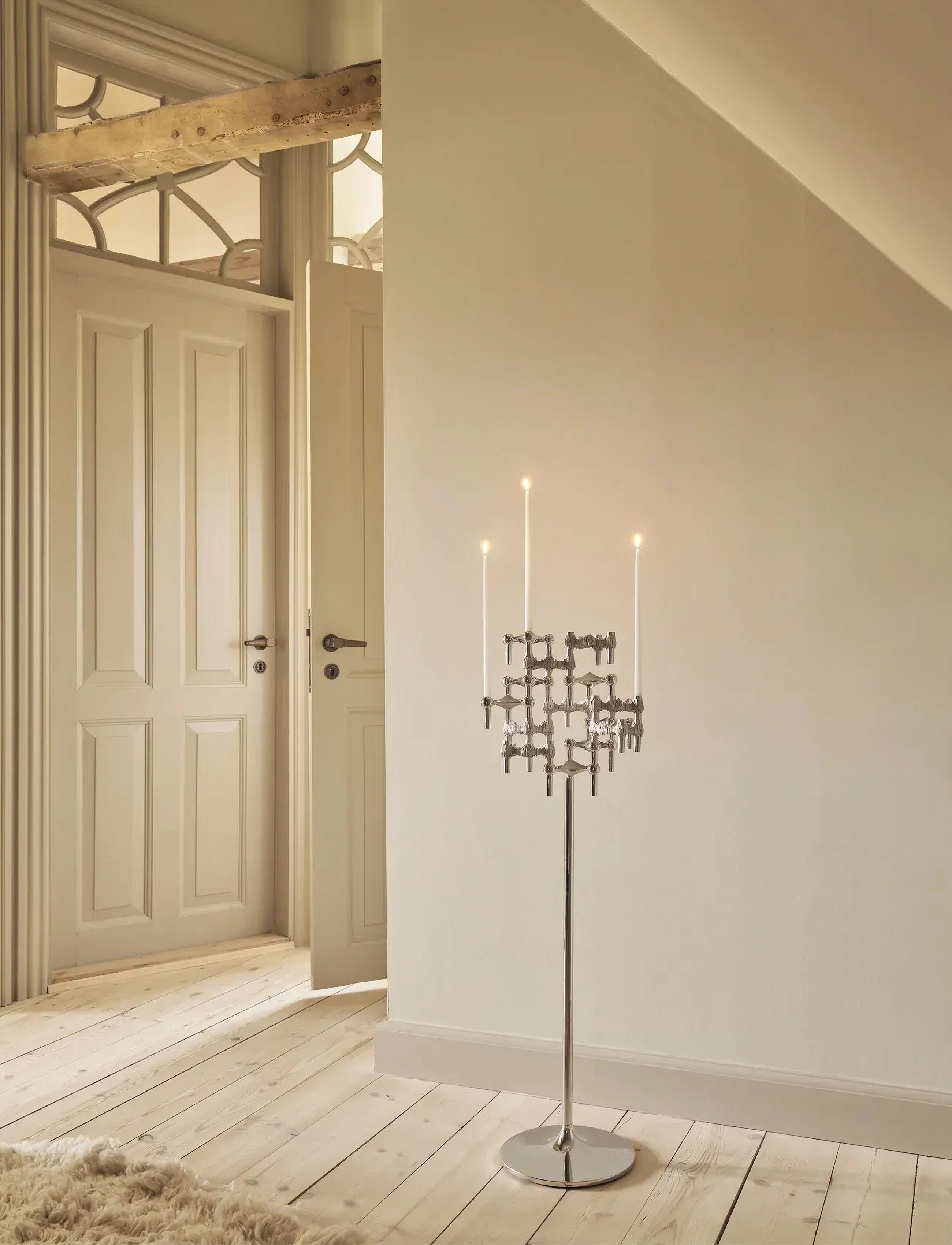 STOFF Nagel - Quist candle holder - brushed chrome - lysestager - brushed chrome - 4