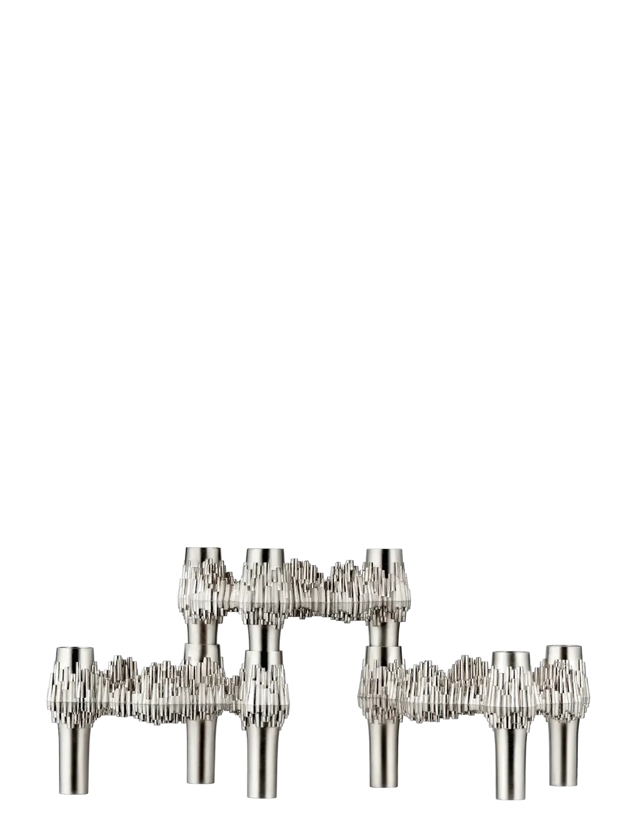 STOFF Nagel Quist Candle Holder (Set With 3 Pcs) Brushed Chrome, Lysestage, Sølv, Str: 5.9X10CM