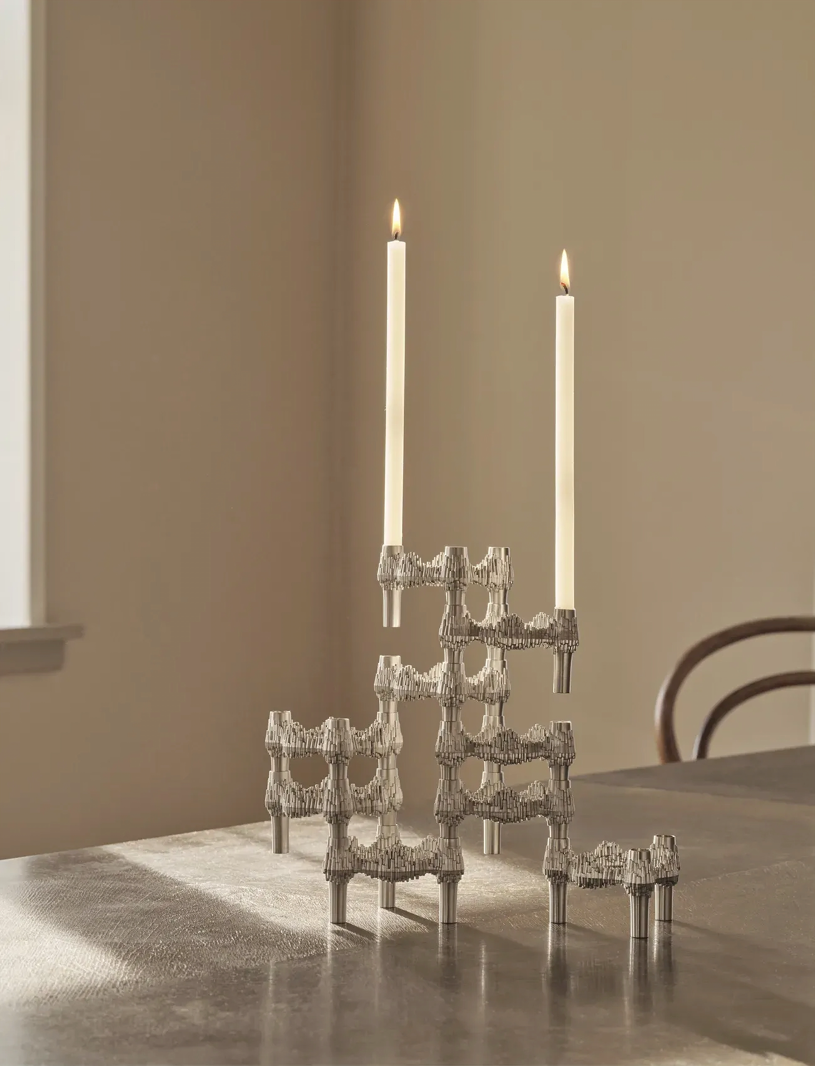 STOFF Nagel - Quist candle holder (set with 3 pcs) - brushed chrome - nach preis einkaufen - brushed chrome - 2