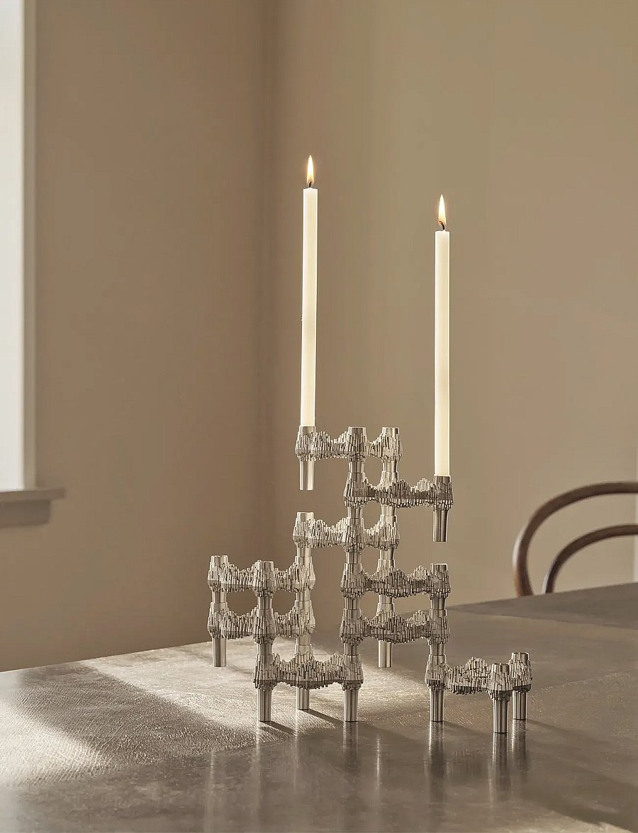 STOFF Nagel - Quist candle holder (set with 3 pcs) - brushed chrome - nach preis einkaufen - brushed chrome - 2