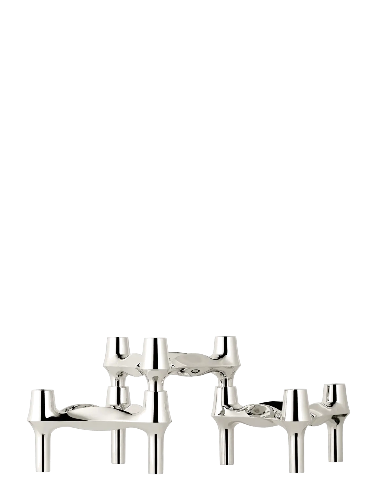 STOFF Nagel Bmf Candle Holder (Set With 3 Pcs), Lysestage, Sølv, Str: 6.7X11.7CM