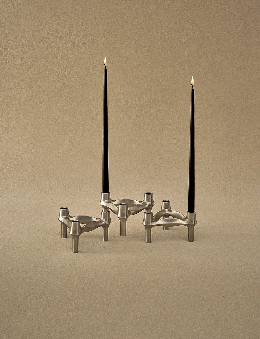 STOFF Nagel - BMF candle holder (set with 3 pcs) - brushed chrome - nach preis einkaufen - brushed chrome - 0