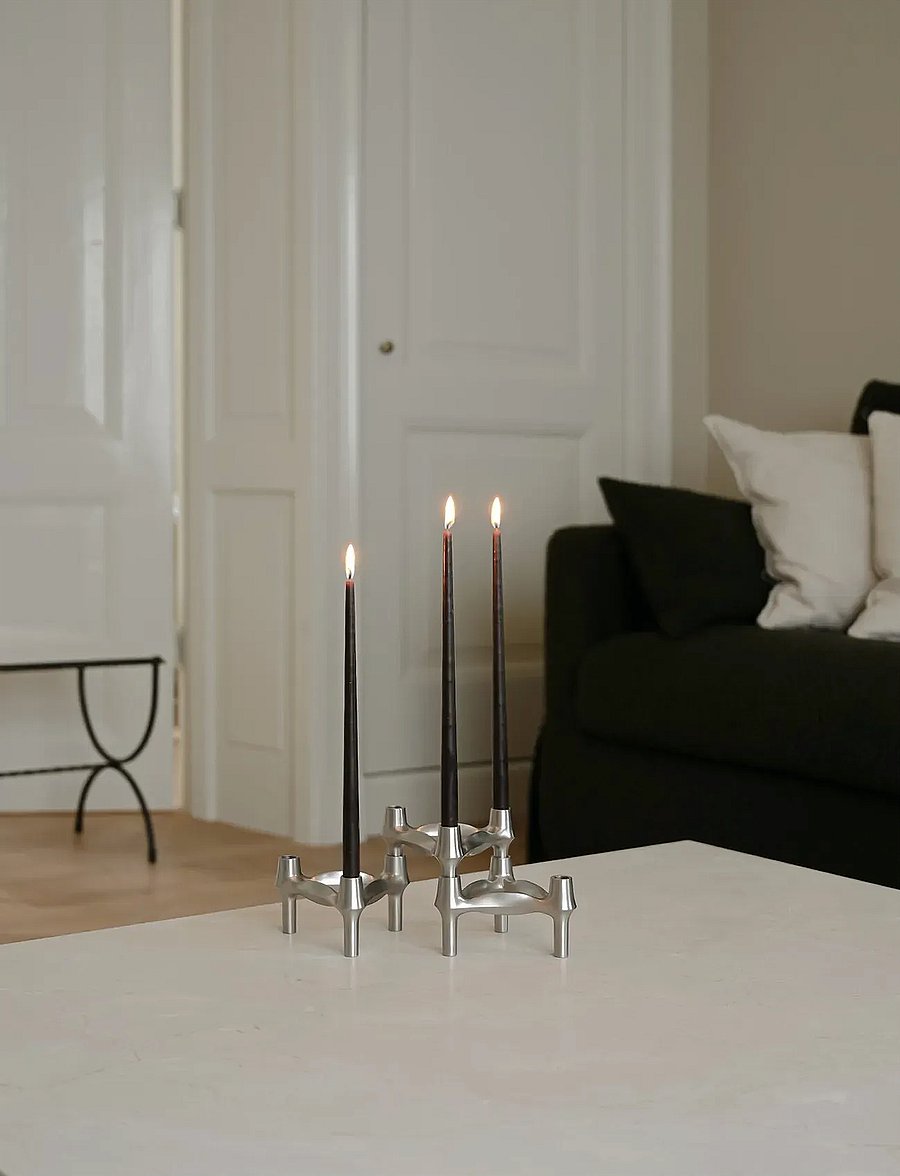 STOFF Nagel - BMF candle holder (set with 3 pcs) - brushed chrome - nach preis einkaufen - brushed chrome - 3