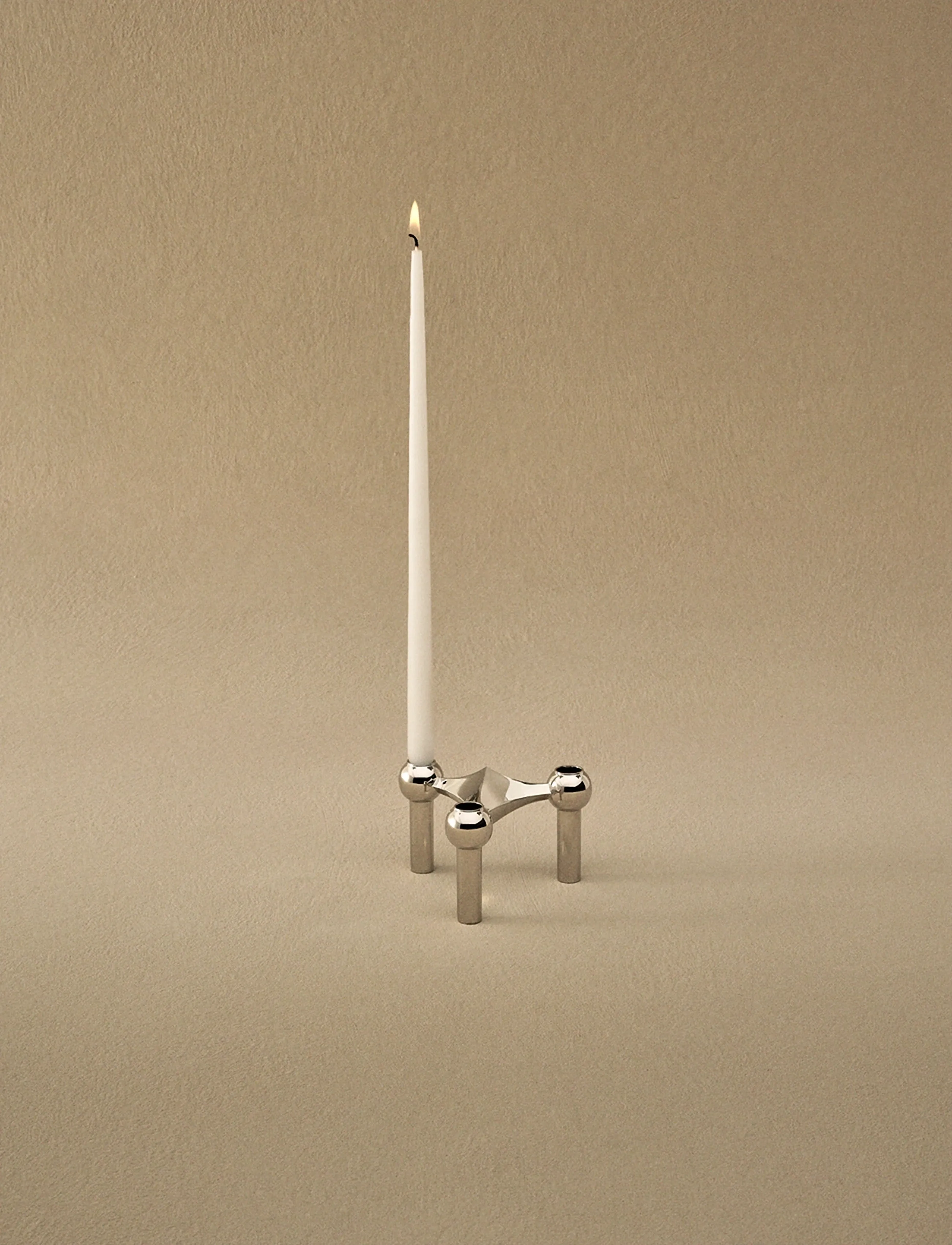 STOFF Nagel Stoff Nagel Lysestage, H:6.90 cm, Silver, Lysestager & Lanterner > Lysestager, Unisex
