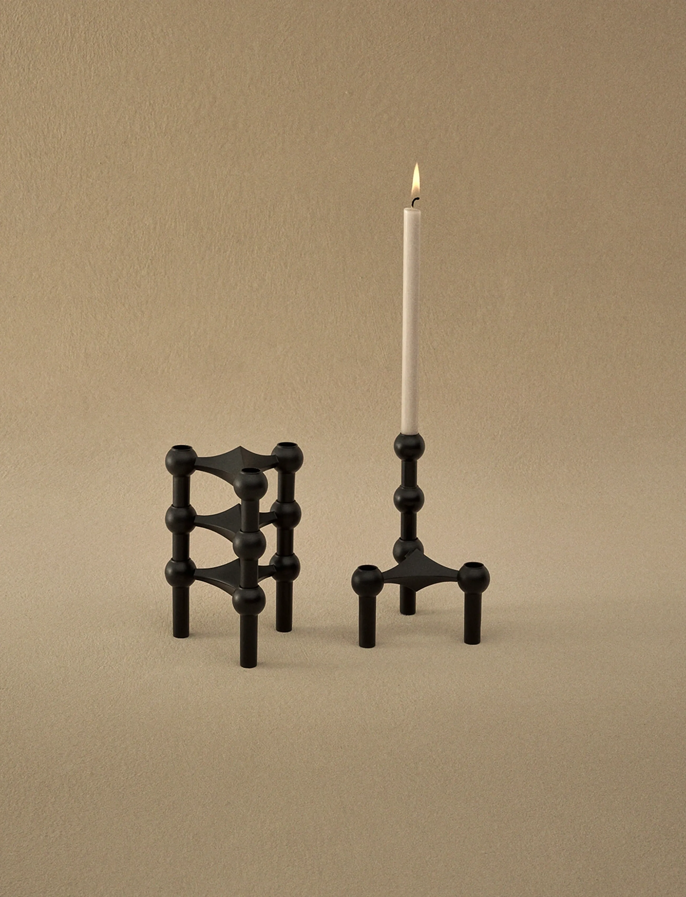 STOFF Nagel Lysestage, Sæt Med 3 Stk., 6.9X10.2 cm, Candlesticks & Lanterns, Silber - Candlesticks, Homeware