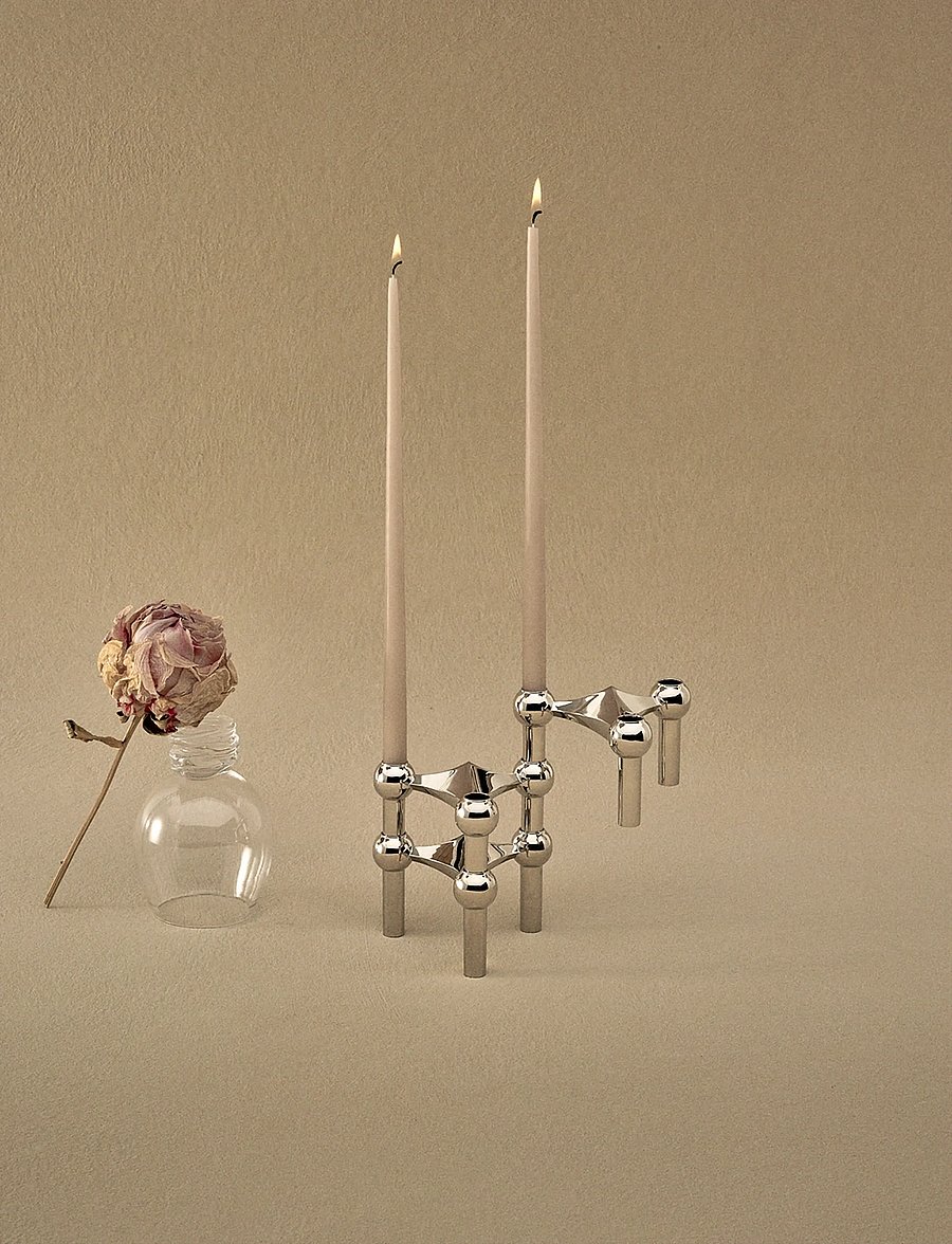STOFF Nagel - STOFF Nagel candle holder, set with 3 pieces - nach preis einkaufen - chrome - 0