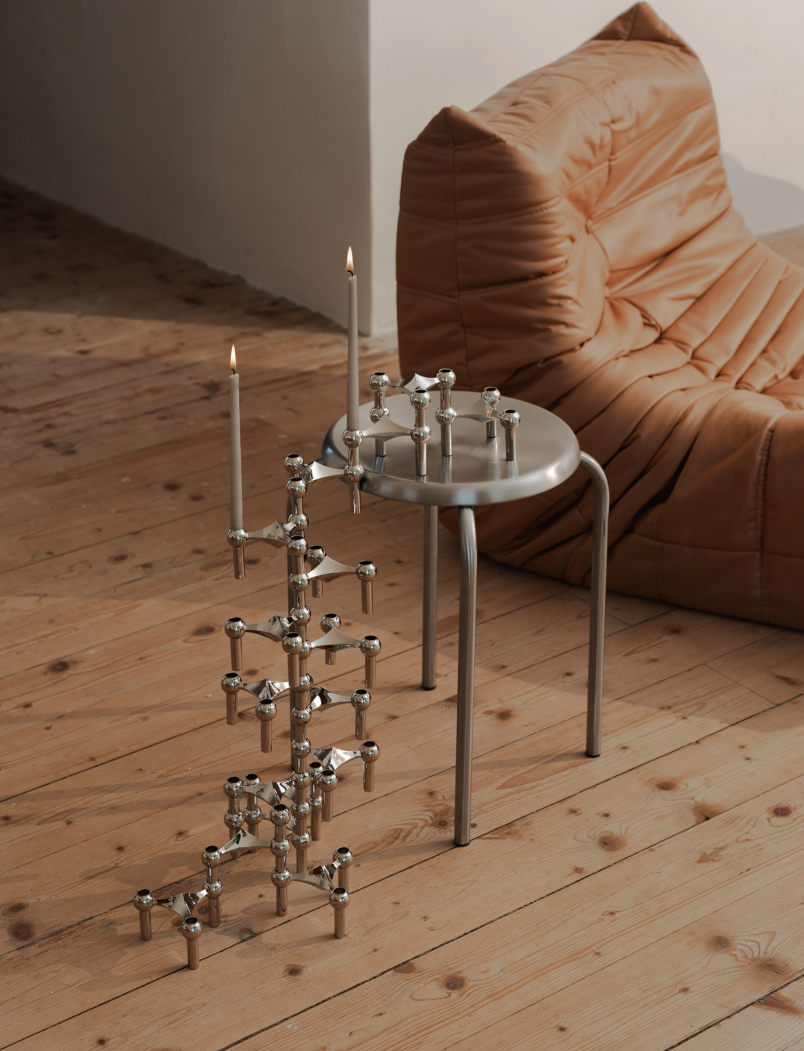 STOFF Nagel - STOFF Nagel candle holder, set with 3 pieces - shop by price - chrome - 2
