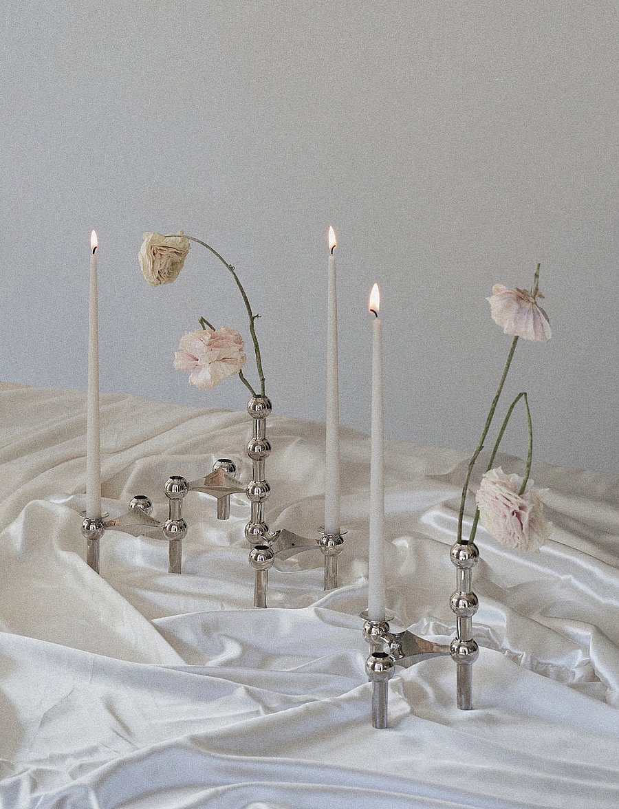 STOFF Nagel - STOFF Nagel candle holder, set with 3 pieces - nach preis einkaufen - chrome - 5