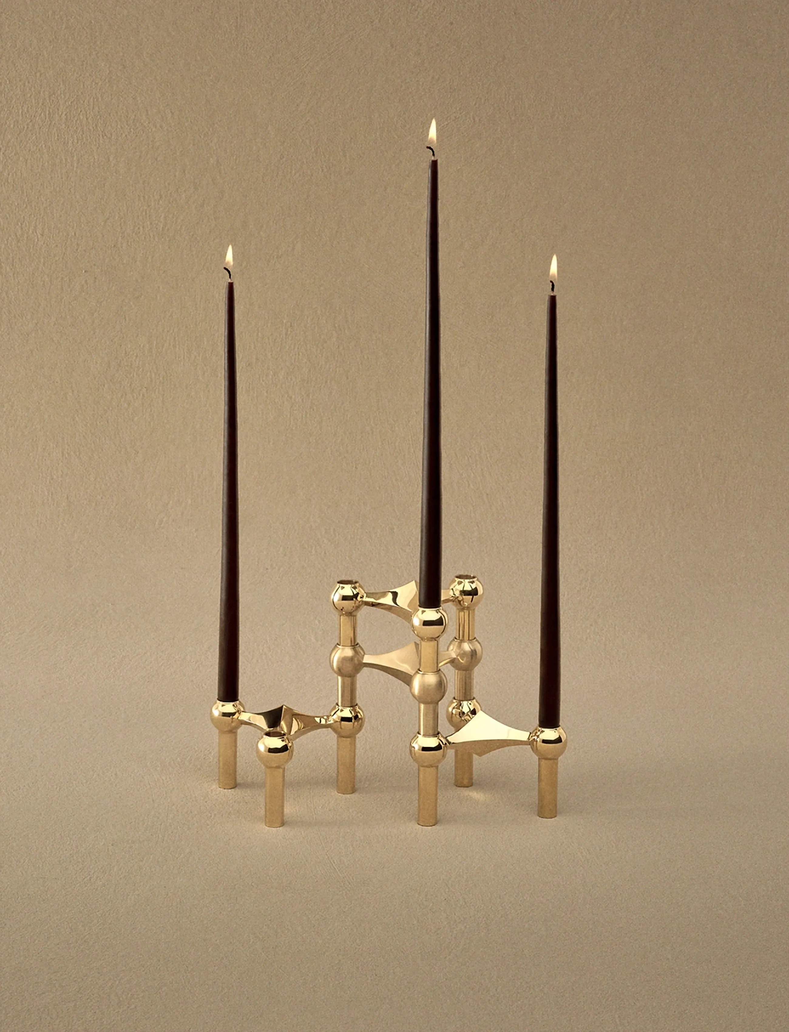 STOFF Nagel Stoff Nagel Lysestage, Sæt Med 3 Stk., 6.9X10.2 cm, Gold, Lysestager & Lanterner > Lysestager, Unisex