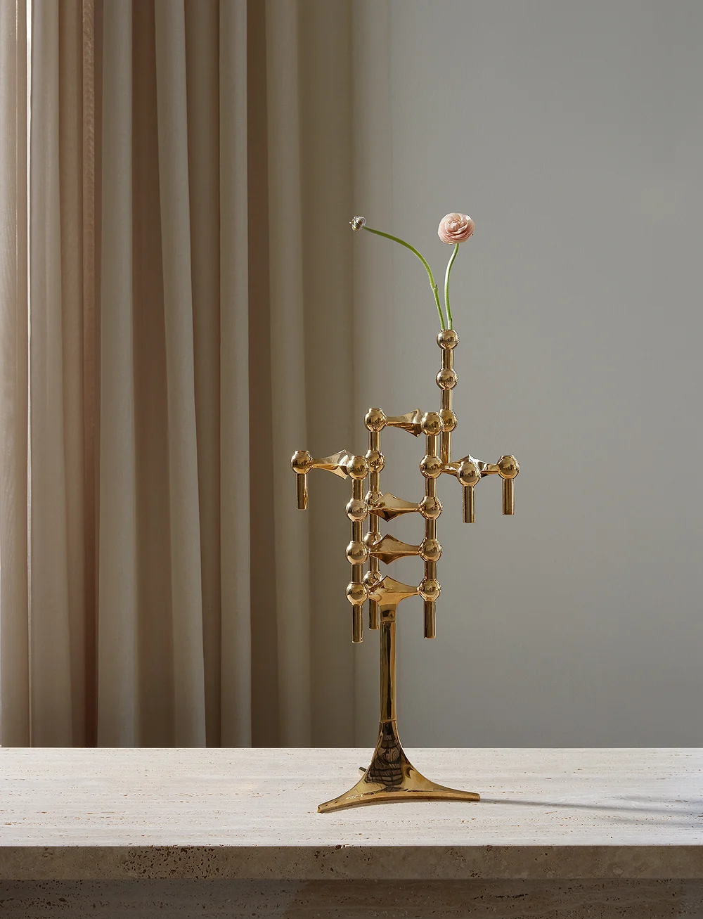 STOFF Nagel - STOFF Nagel candle holder, set with 3 pieces - nach preis einkaufen - brass - 3