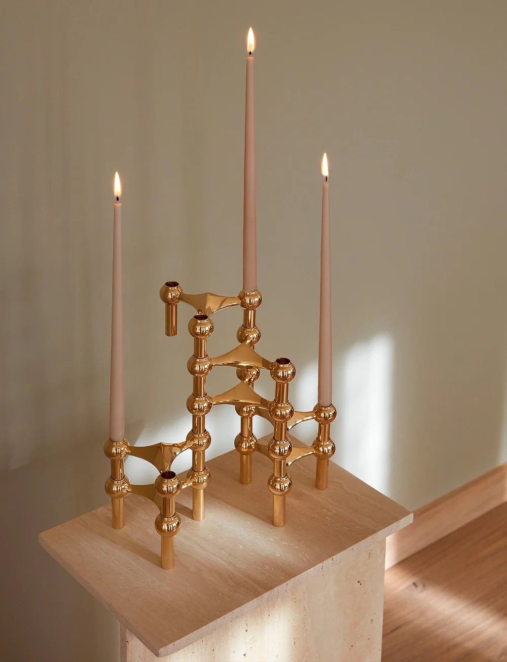 STOFF Nagel - STOFF Nagel candle holder, set with 3 pieces - nach preis einkaufen - brass - 4