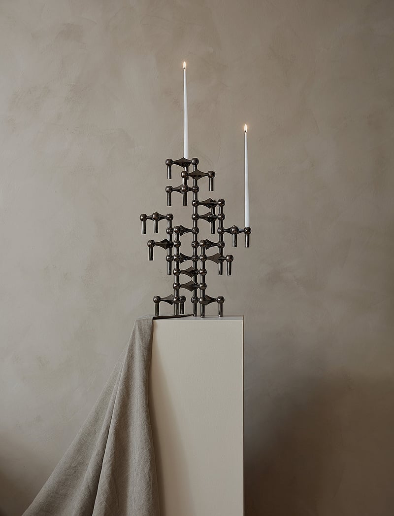 STOFF Nagel - STOFF Nagel candleholder, set with 3 pcs - nach preis einkaufen - black chrome - 1