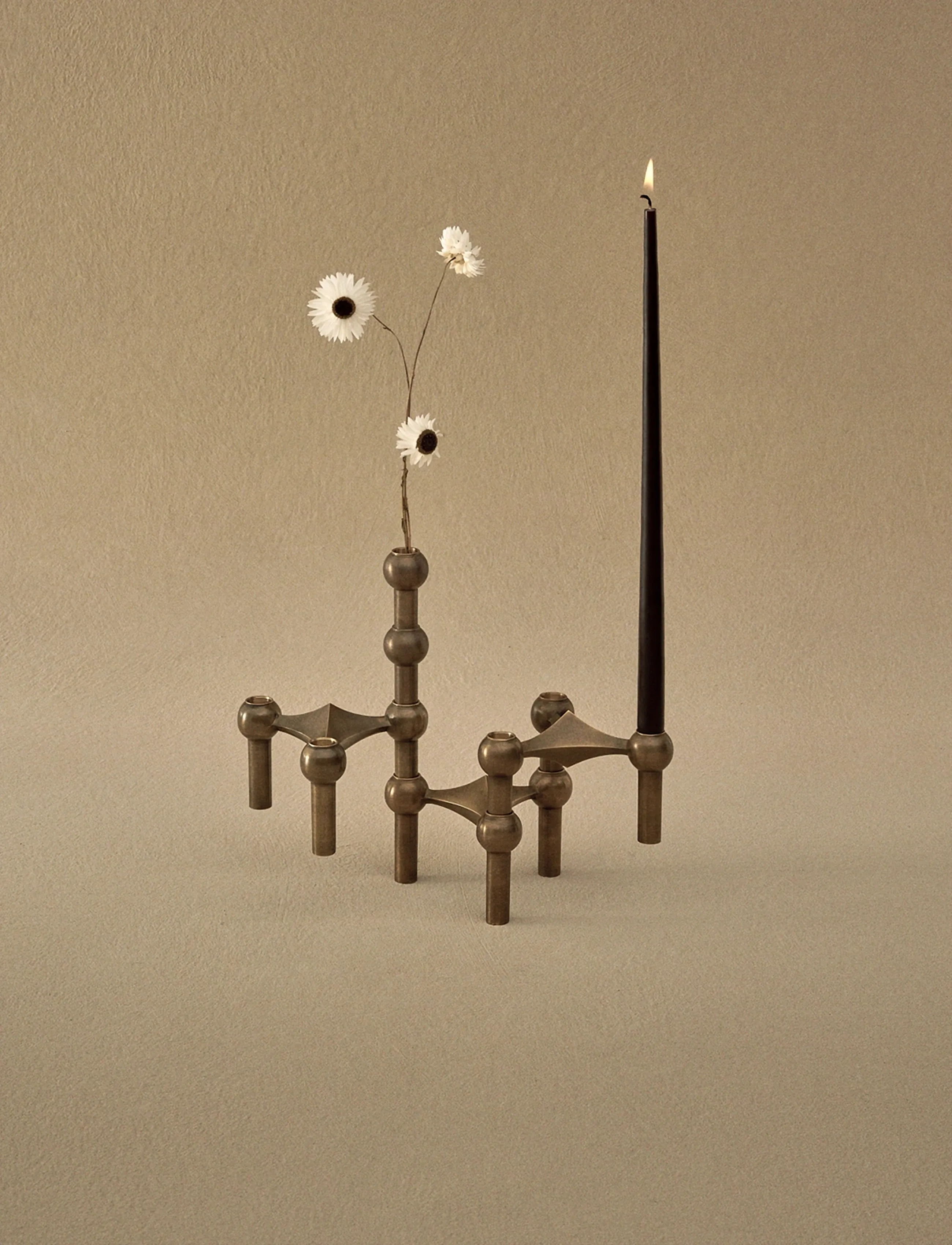 STOFF Nagel Stoff Nagel Candle Holder (Set With 3 Pcs), 6.9X10.2 cm, Brown, Lysestager & Lanterner > Lysestager, Unisex