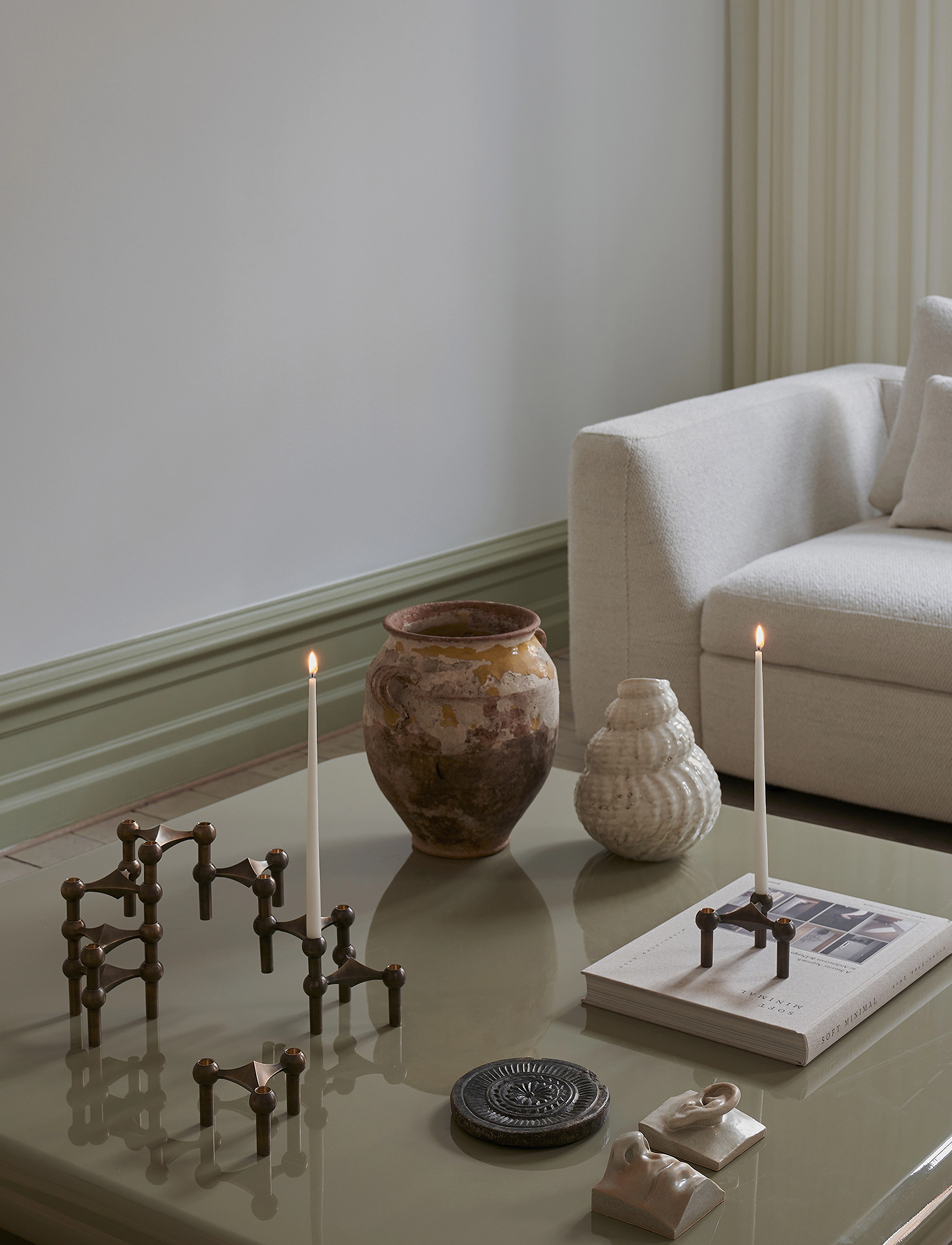 STOFF Nagel - STOFF Nagel candle holder (set with 3 pcs) - køb efter pris - bronzed brass - 5