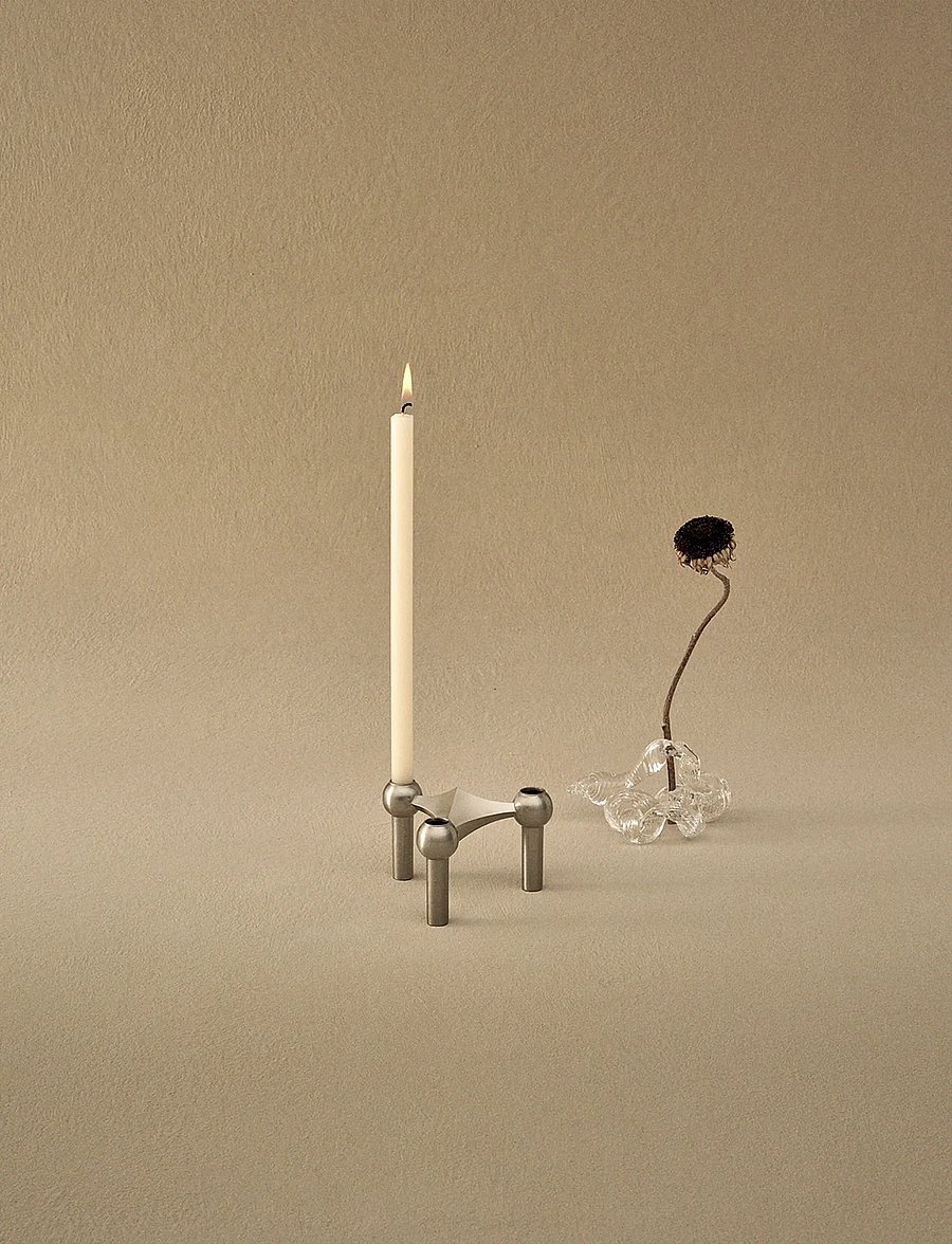 STOFF Nagel - Nagel candle holder - brushed chrome - osta hinna alusel - brushed chrome - 0