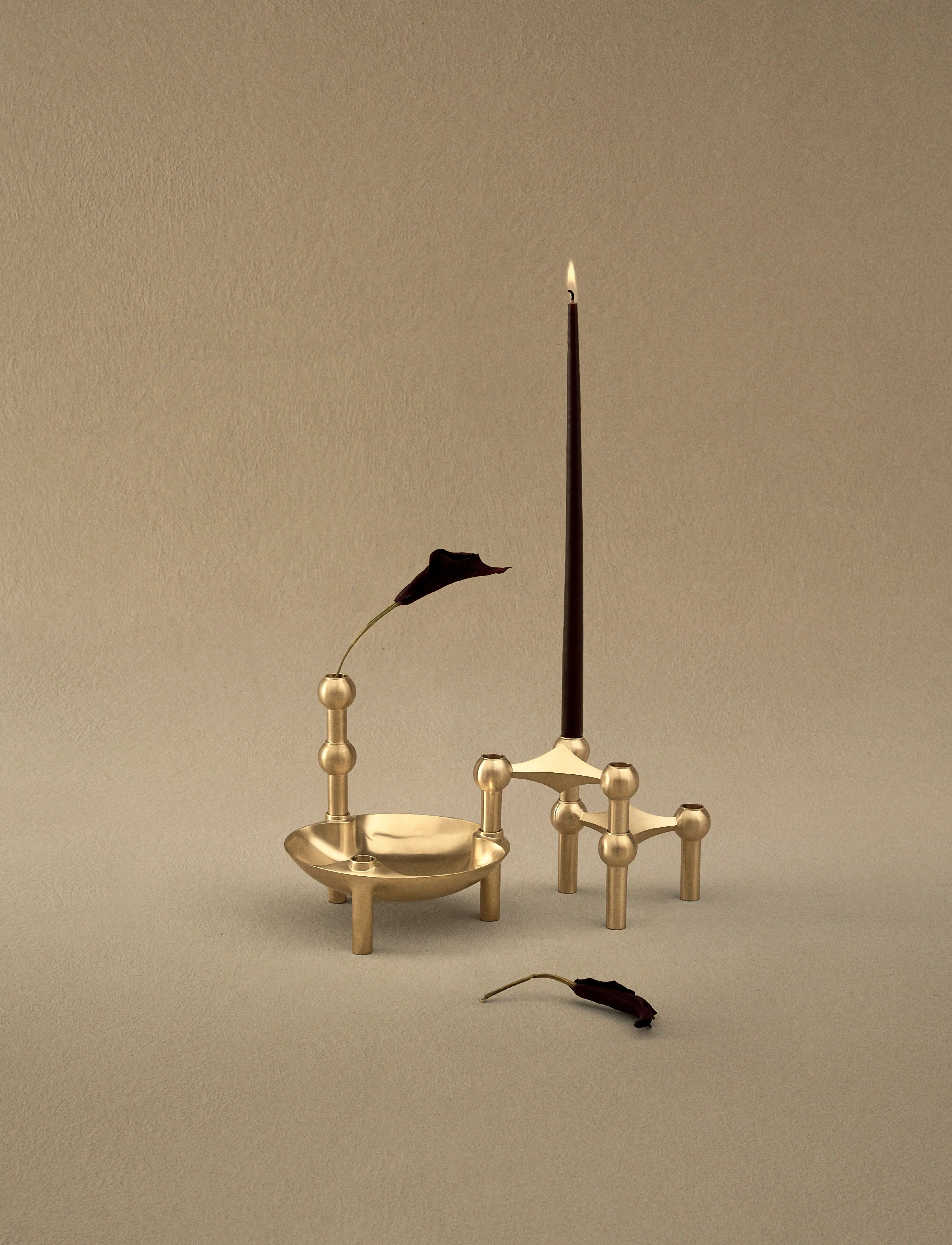 STOFF Nagel Stoff Nagel Bowl - Brushed Brass, 5.6X 13.8 cm, Gold, Candle & Tealight Holders > Candle Holders, Unisex