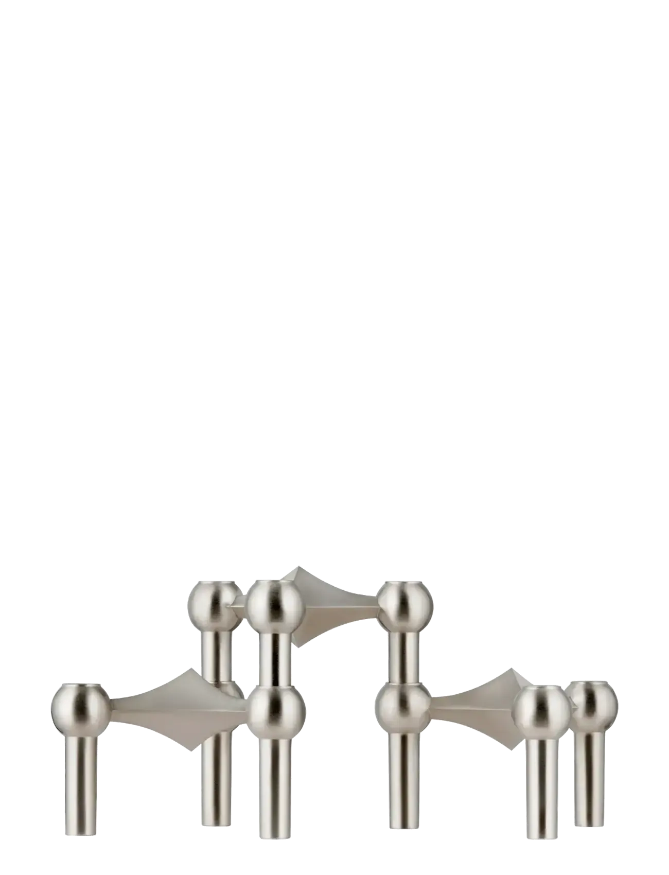 STOFF Nagel Nagel Candle Holder (Set With 3 Pcs) Brushed Chrome, Lysestage, Sølv, Str: 6.9X10.2CM