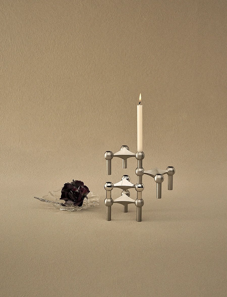 STOFF Nagel - Nagel candle holder (set with 3 pcs) - brushed chrome - osta hinna alusel - brushed chrome - 0