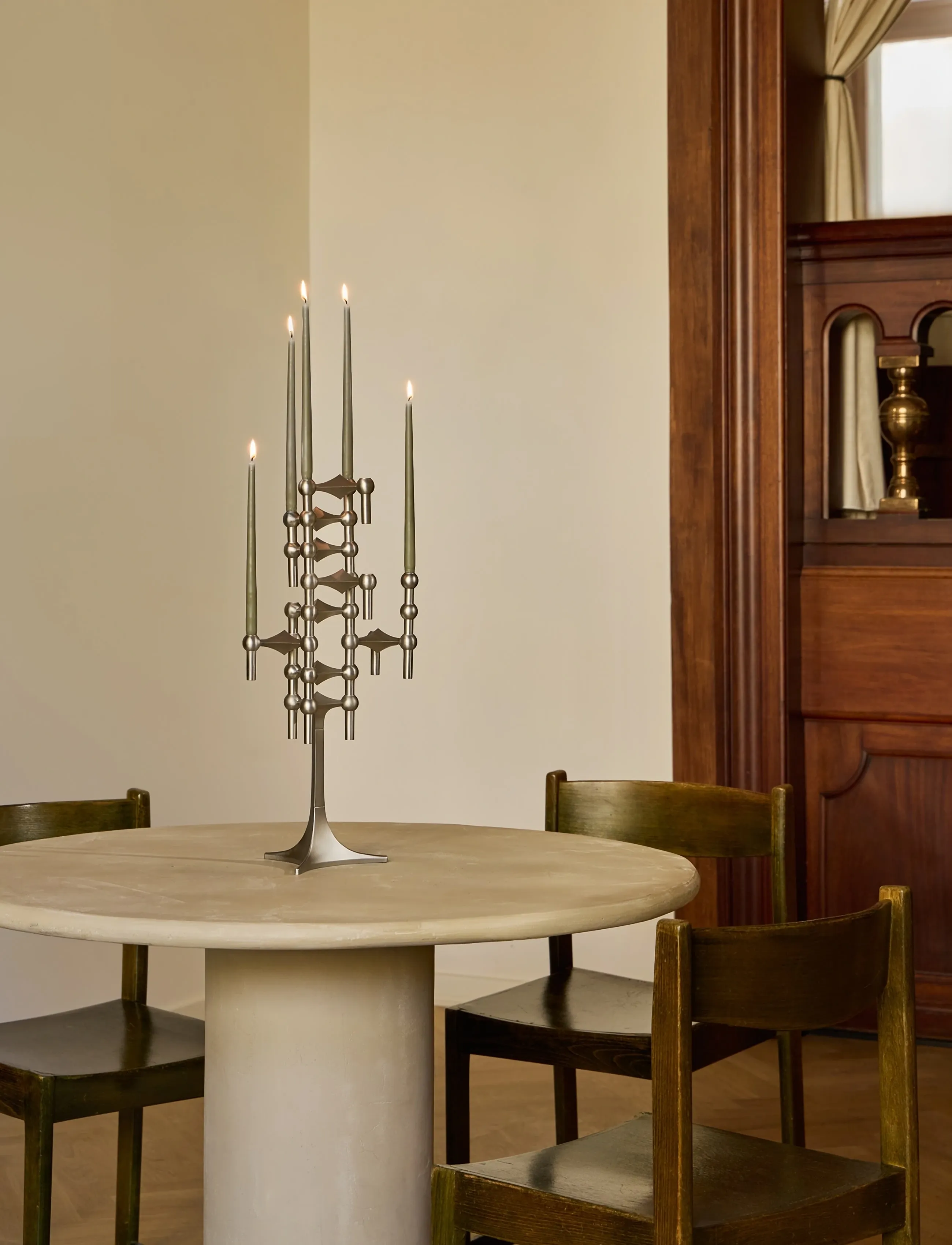 STOFF Nagel - Nagel candle holder (set with 3 pcs) - brushed chrome - køb efter pris - brushed chrome - 4