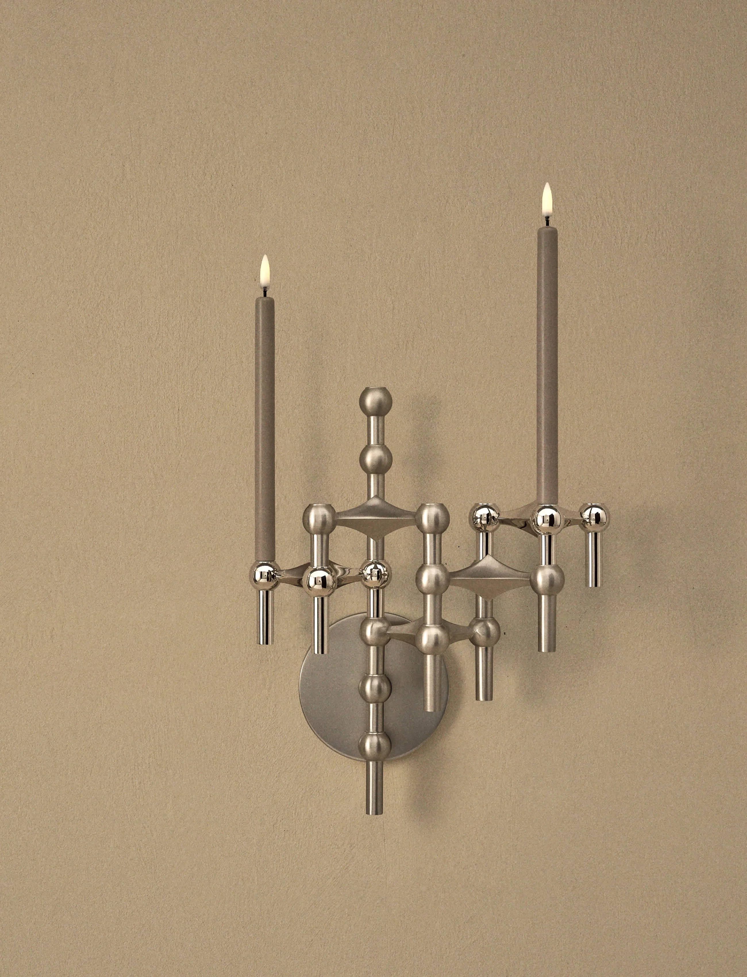 STOFF Nagel Stoff Nagel Wall Hanger - Brushed Chrome, 14.5X 11 cm, Silver, Candle & Tealight Holders > Candle Holders, Unisex