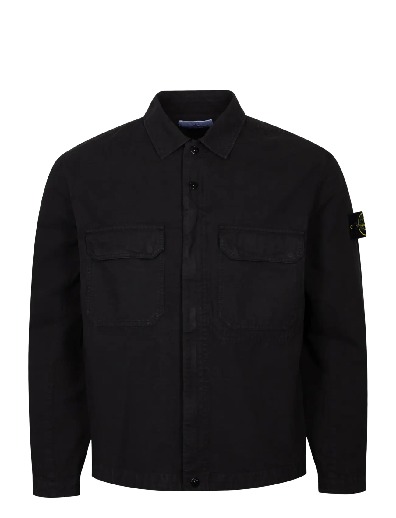 Stone Island Stretch Organic Cotton Twill Overshirt - Stone Island - BLACK / black