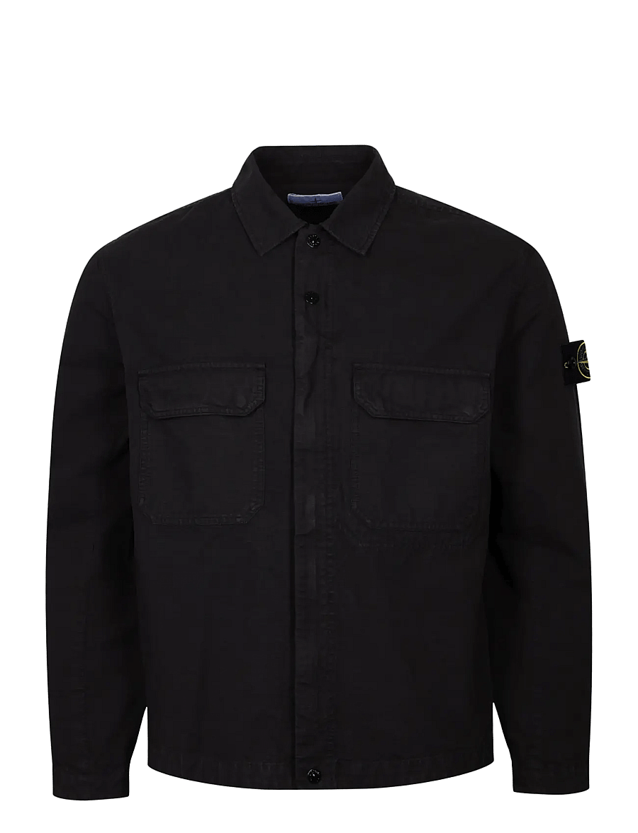 Stone Island - Stretch Organic Cotton Twill Overshirt - forårsjakker - black - 0