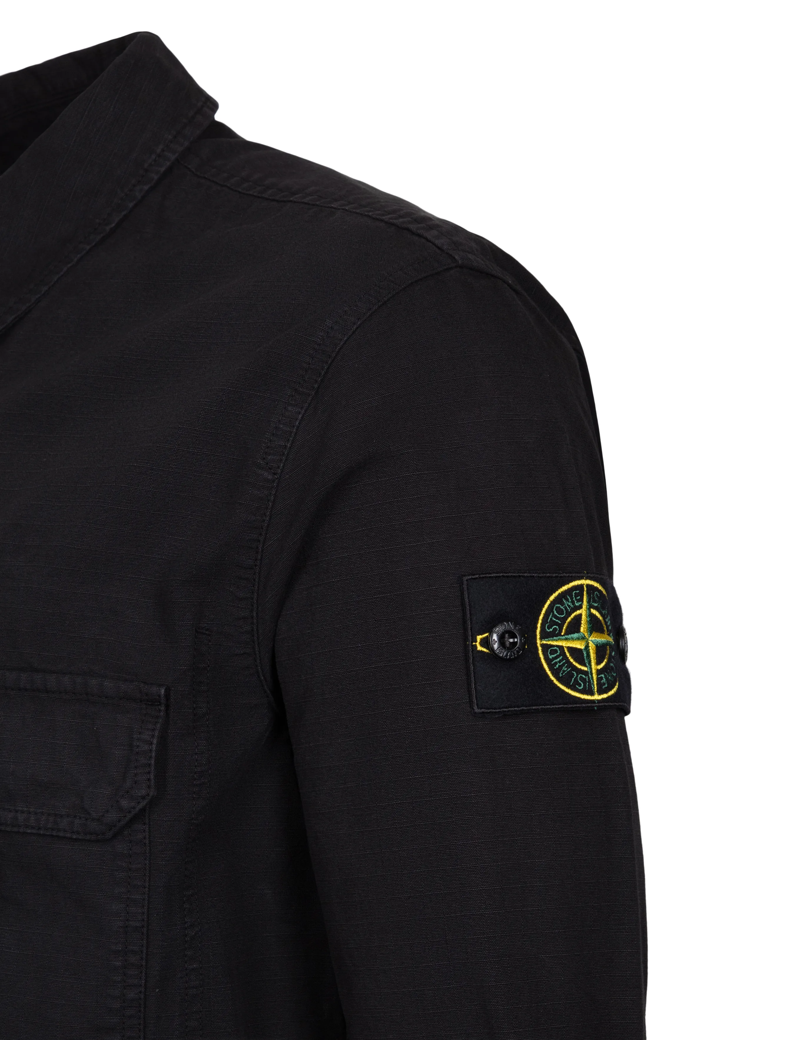 Stone Island - Stretch Organic Cotton Twill Overshirt - forårsjakker - black - 2