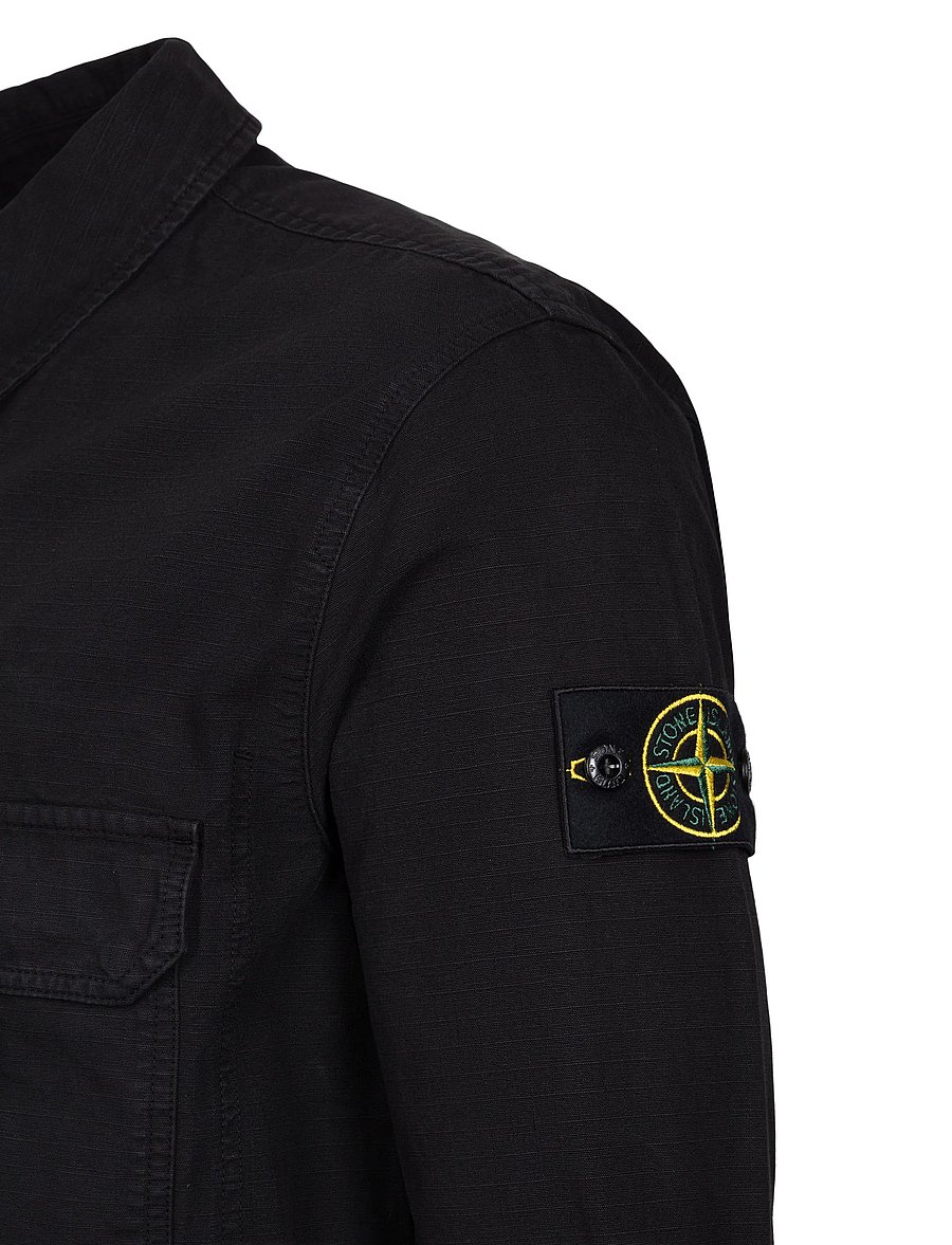 Stone Island - Stretch Organic Cotton Twill Overshirt - forårsjakker - black - 2