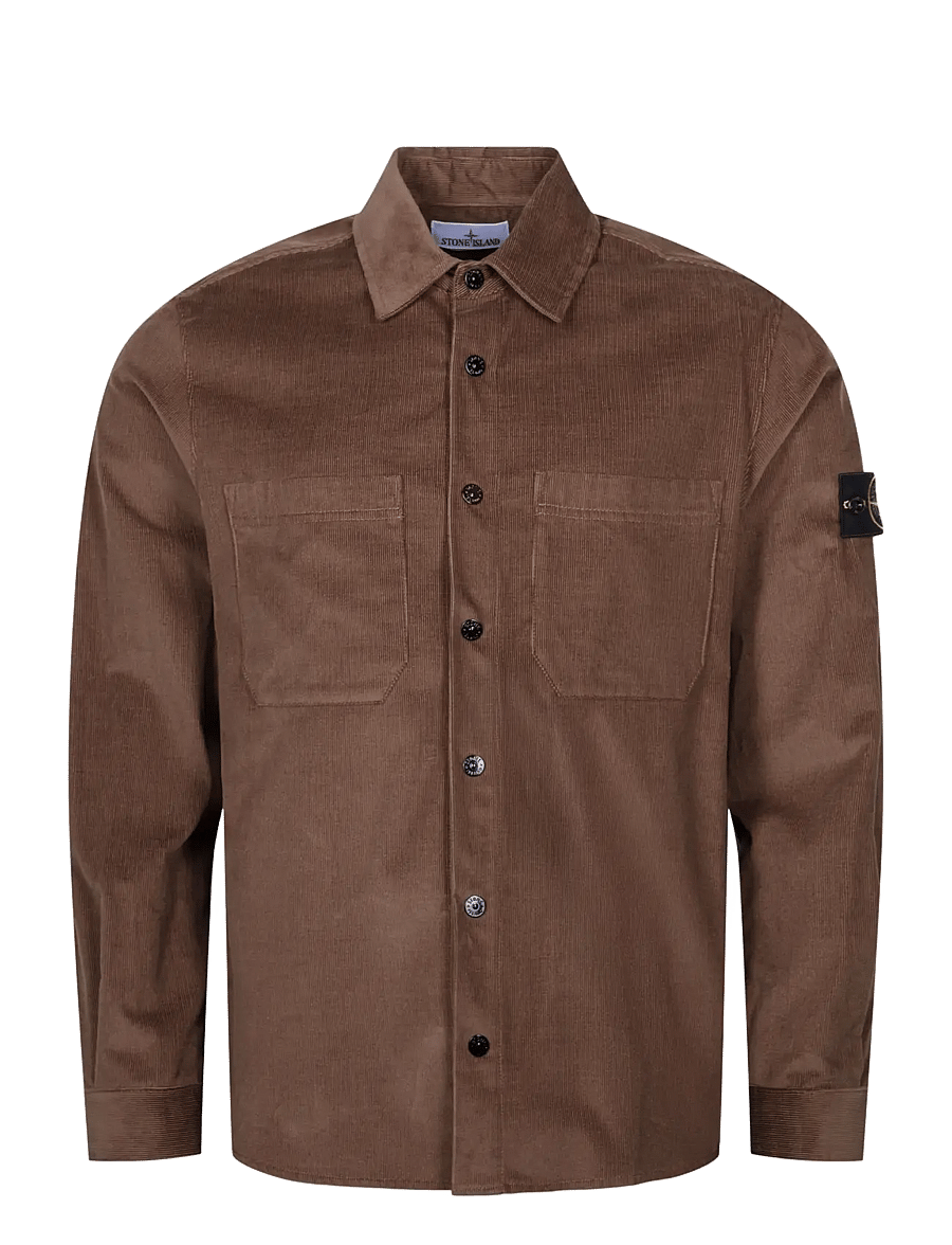 Stone Island - Cotton Micro Corduroy Overshirt - frühlingsjacken - brown - 0