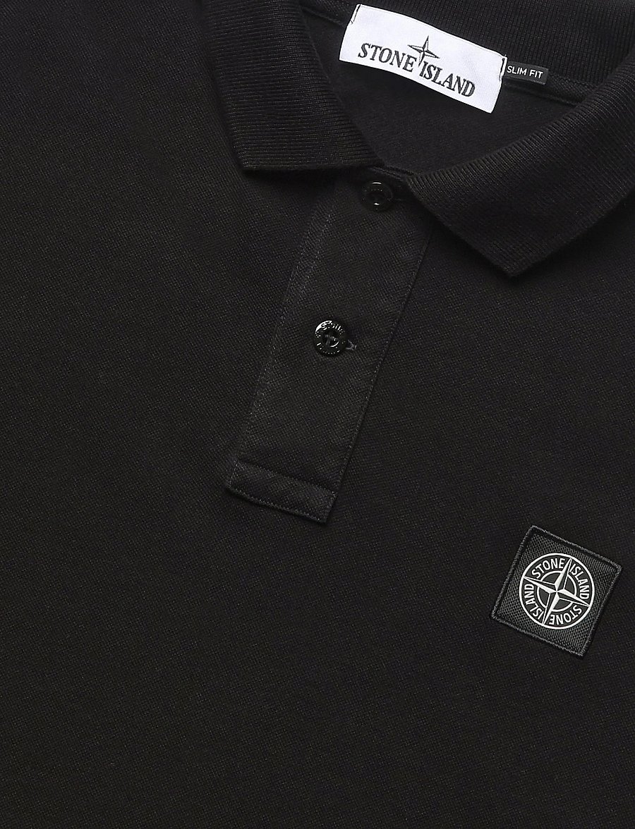 Stone Island - Men's Black Polo Shirt - kortärmade pikéer - black - 2