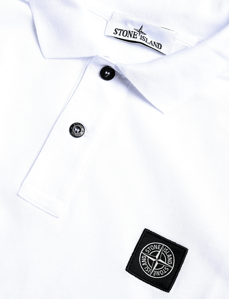 Stone Island - Organic Cotton Polo - kortärmade pikéer - white - 2