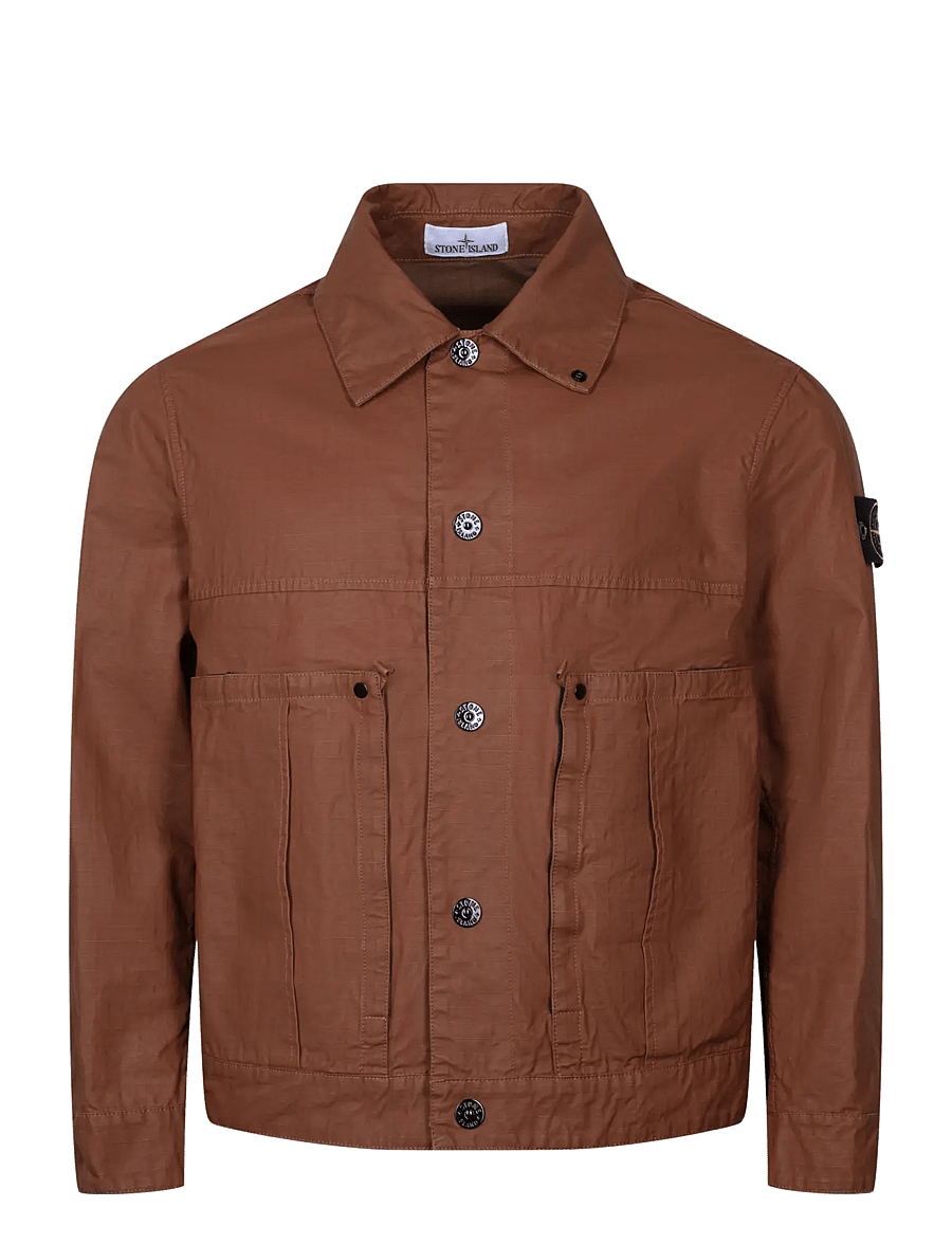 Stone Island - Double Coated Cotton Ripstop Jacket - frühlingsjacken - brown - 0