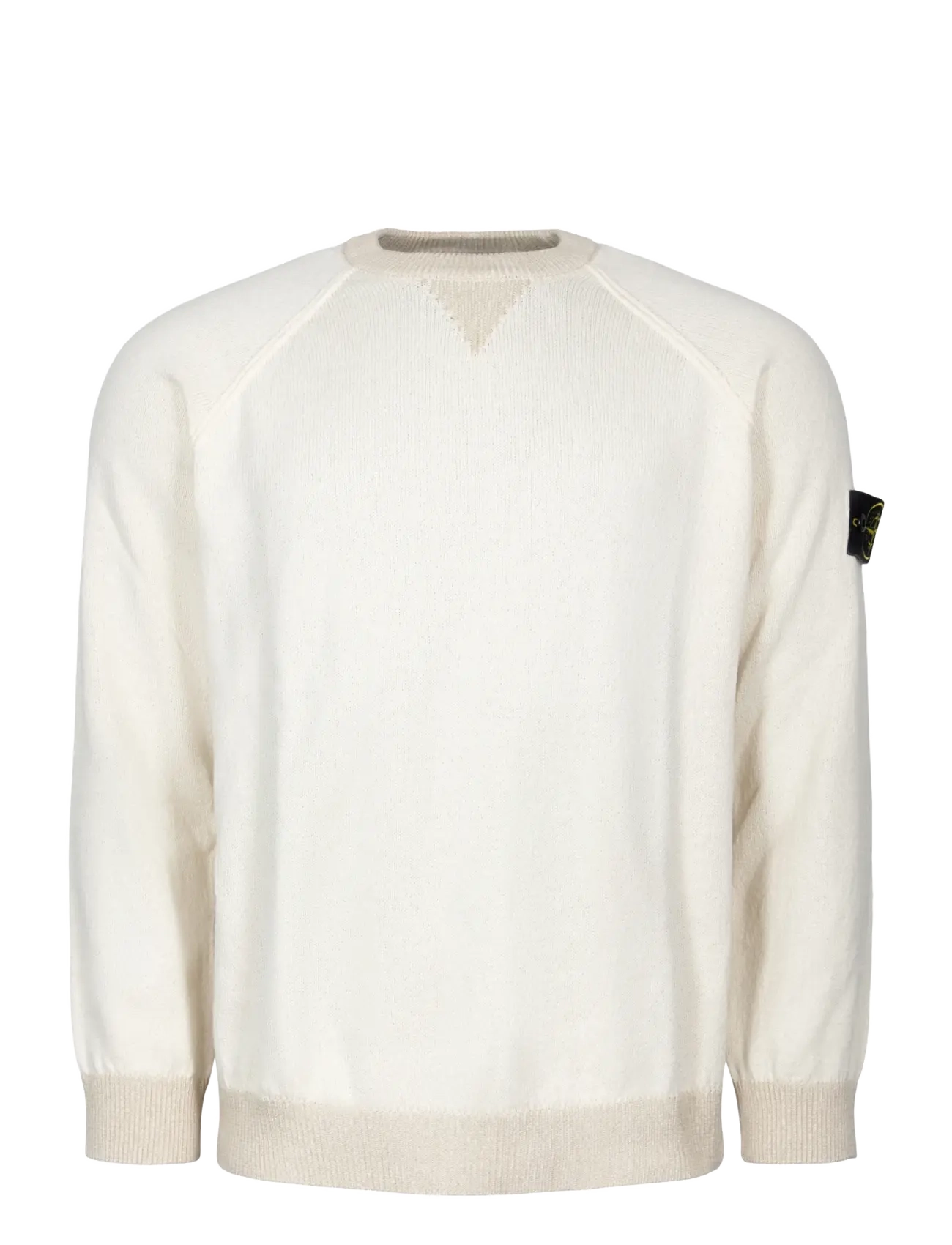 Stone Island Crewneck Sweater In Raw Hand Organic Cotton, L, Knitwear, Weiß - Round Necks, Männerswear