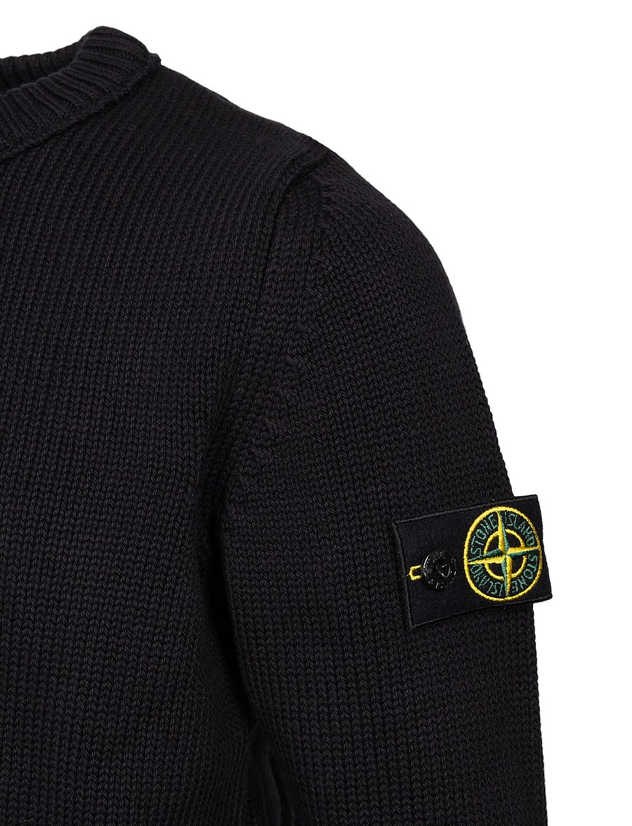 Stone Island - Kids Junior Logo Patch Knit Jumper - jumpers - black - 2
