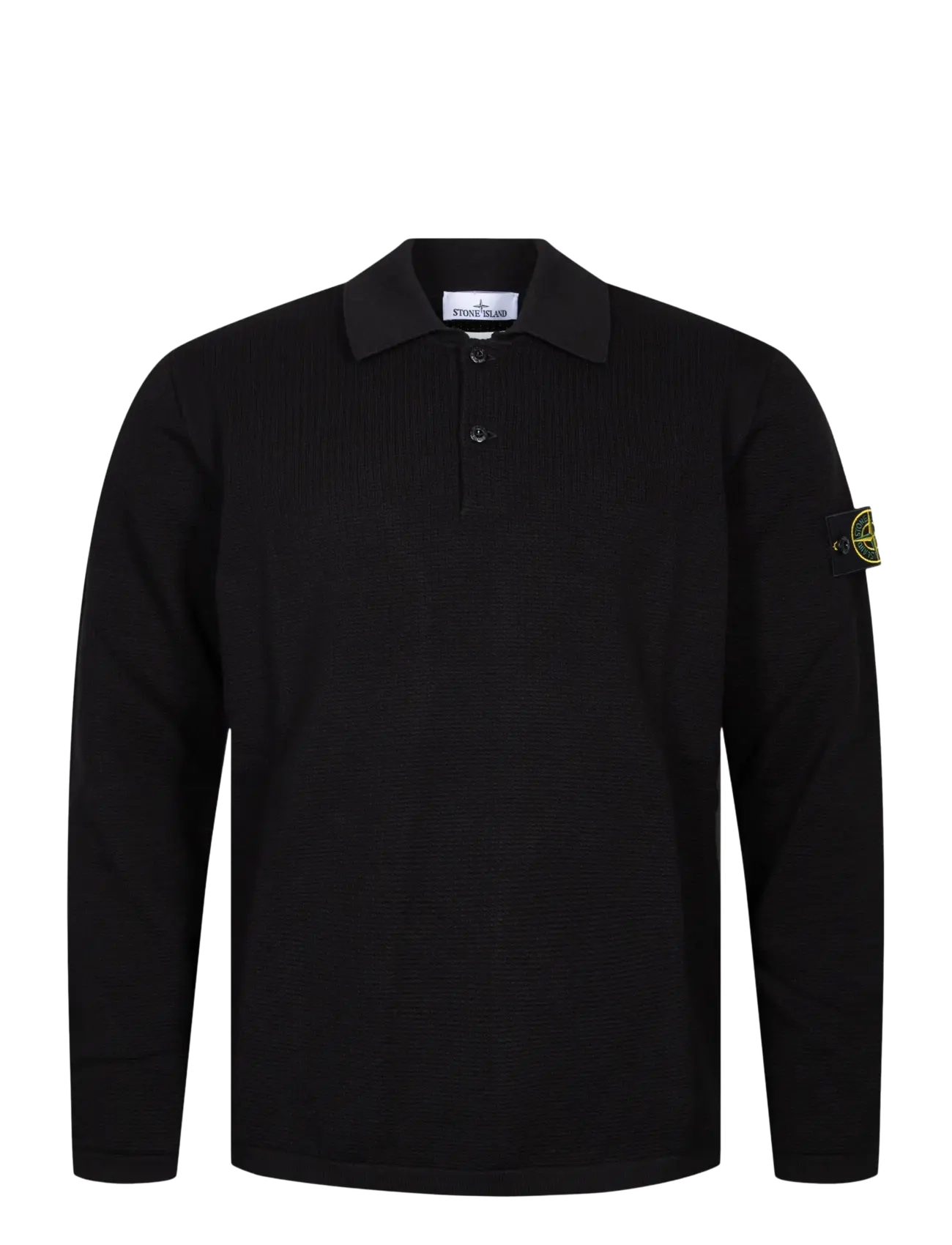 Stone Island Knit Long Sleeve Polo - Stone Island - BLACK / black