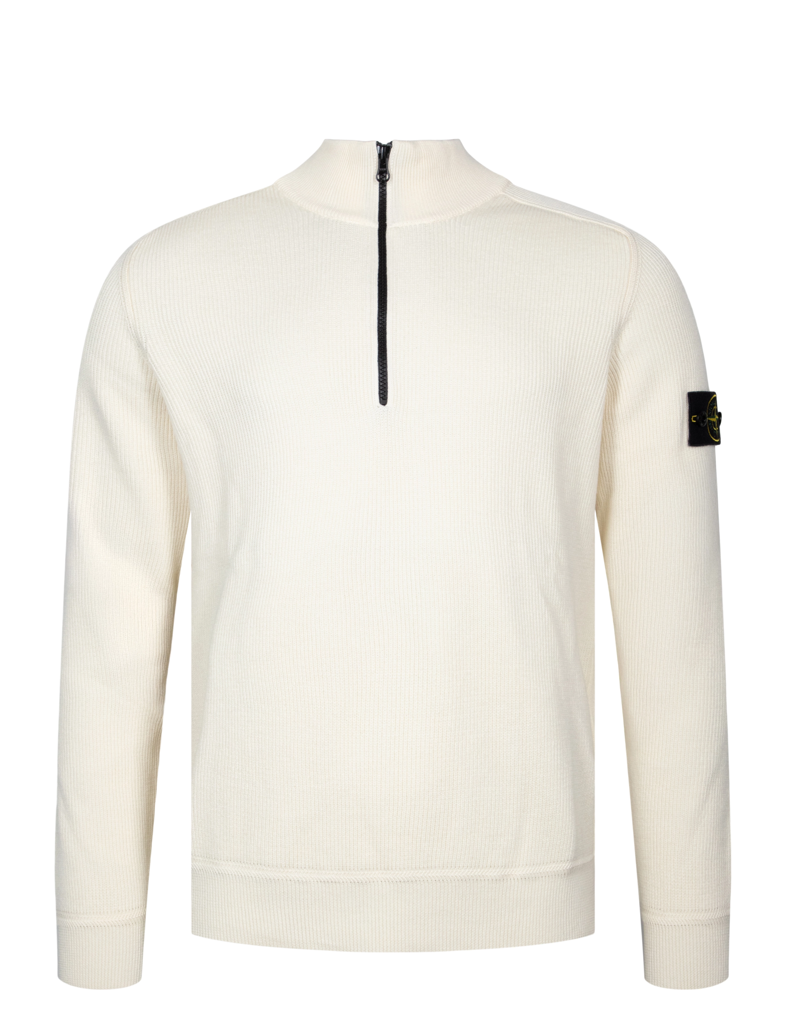 Stone Island Roundneck Pullover, Mænd, Halv Lynlås Pullover, Cream, Str: XL