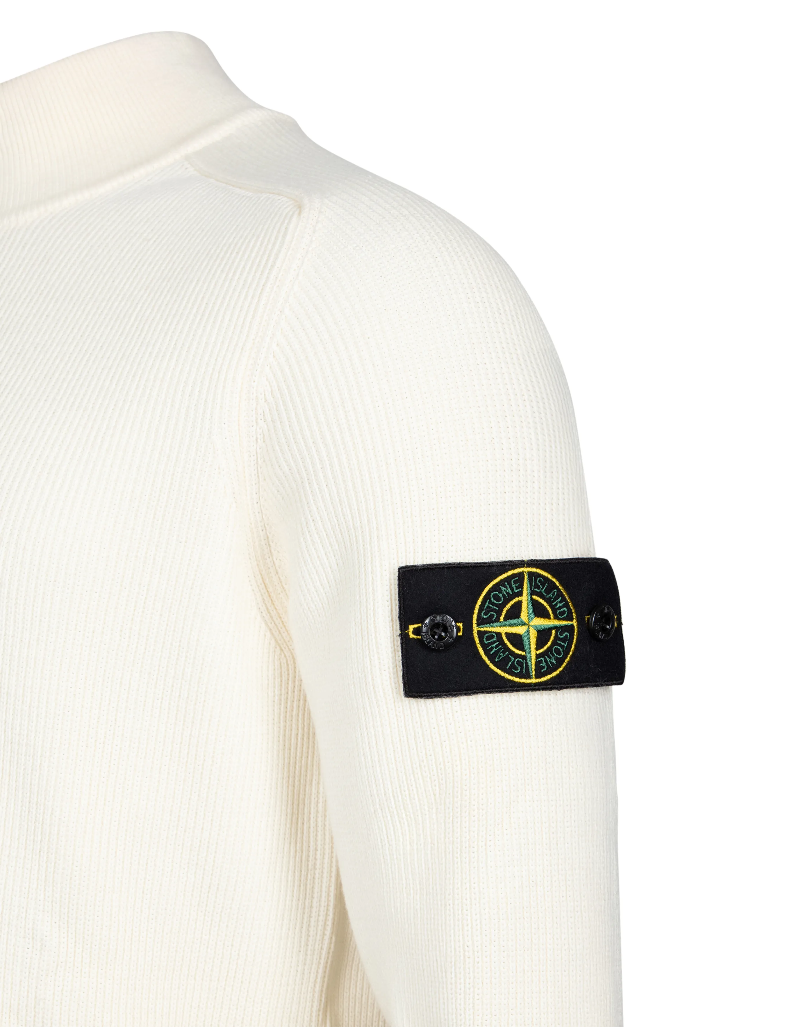 Stone Island - Roundneck Pullover - halfzip strik - ivory - 2