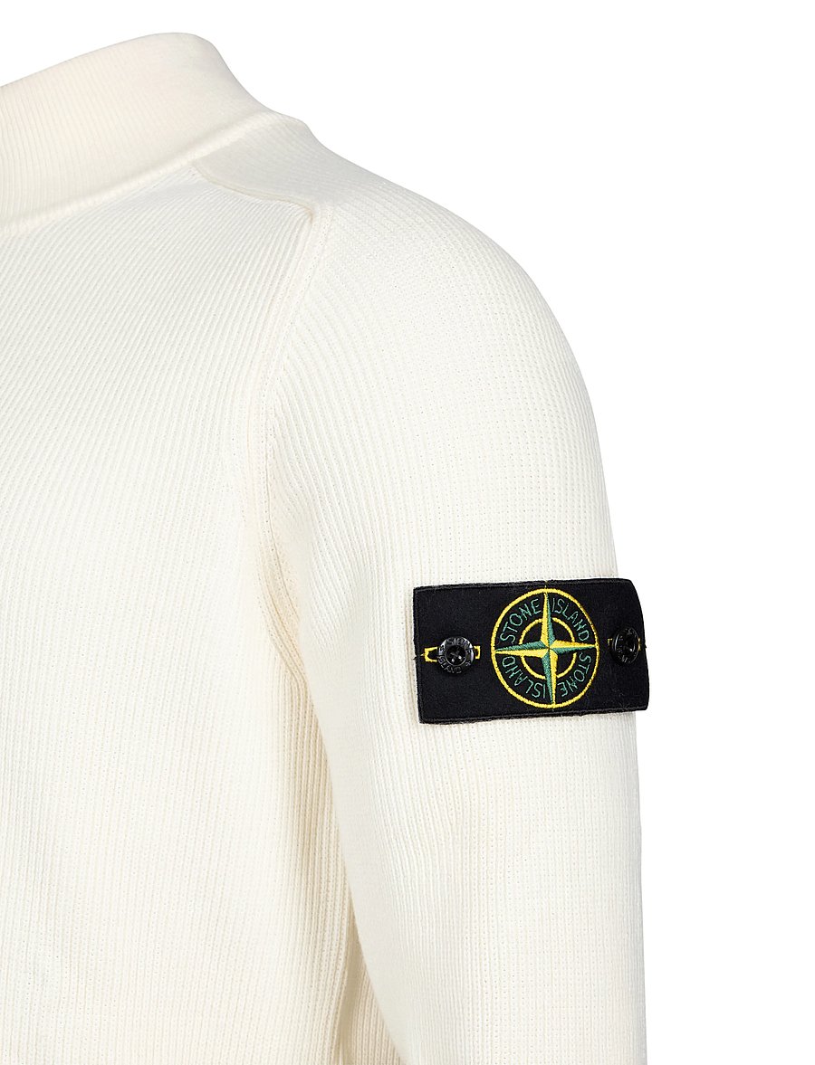 Stone Island - Roundneck Pullover - half zip jumpers - ivory - 2